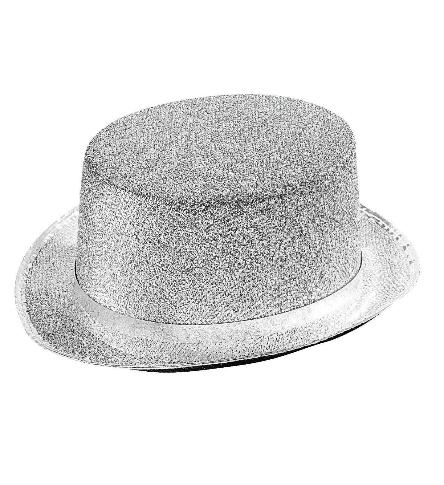 Felt Topper Silver Lame Top Hats Caps & Headwear for Fancy Dress Costumes Accessory