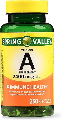 Spring Valley Vitamina A Softgels, 2400 mcg, 250 unidades