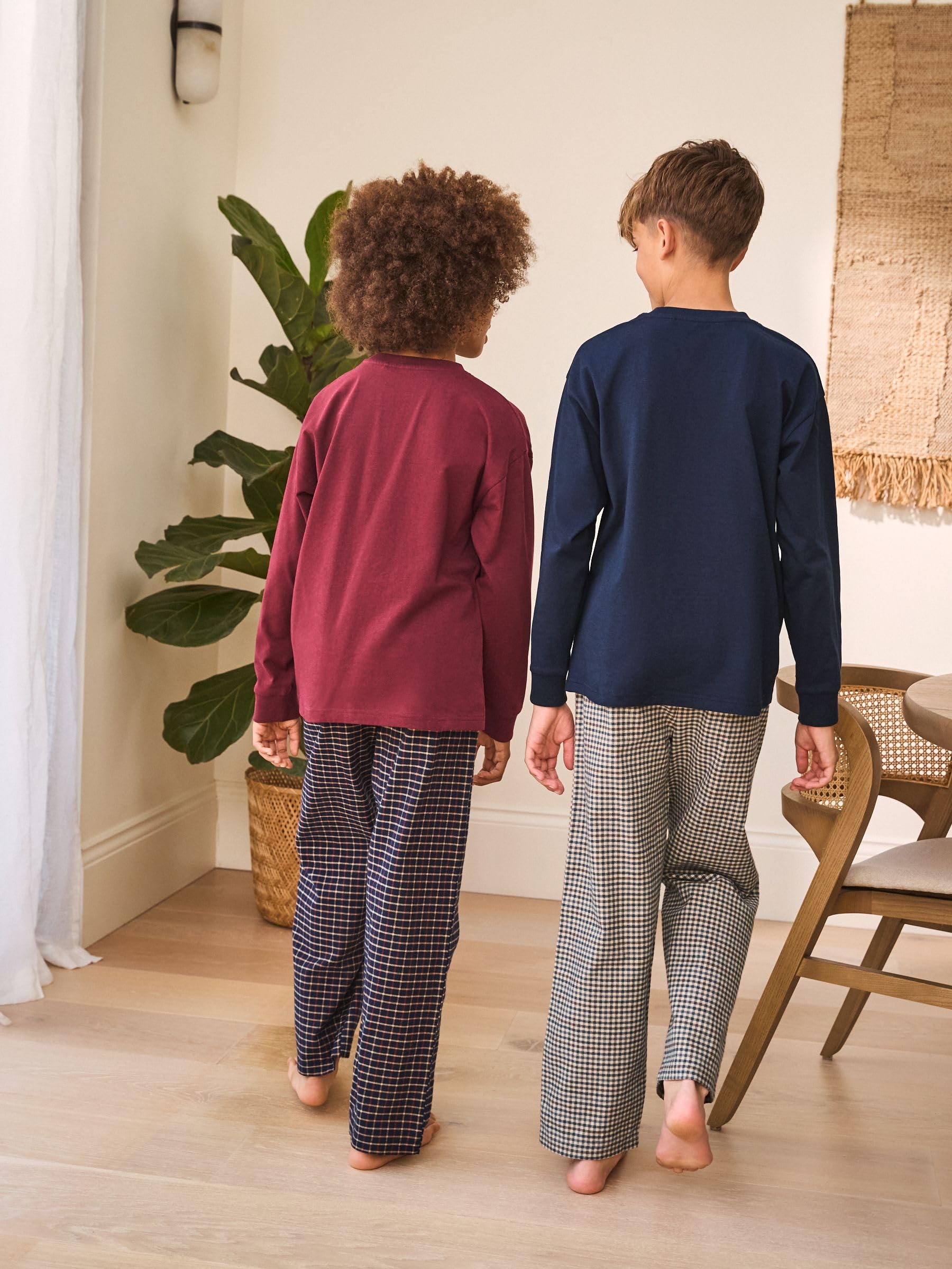 NEXT Garçon Pyjamas tissés à Manches Longues et Carreaux, Lot de 2