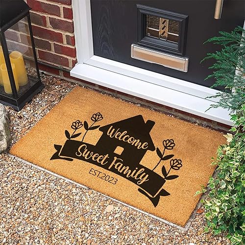 Miniatura 6 de jcyif Tapete personalizado con texto de logotipo de monograma, tapete de bienvenida personalizado con 33 plantillas, parte trasera de goma