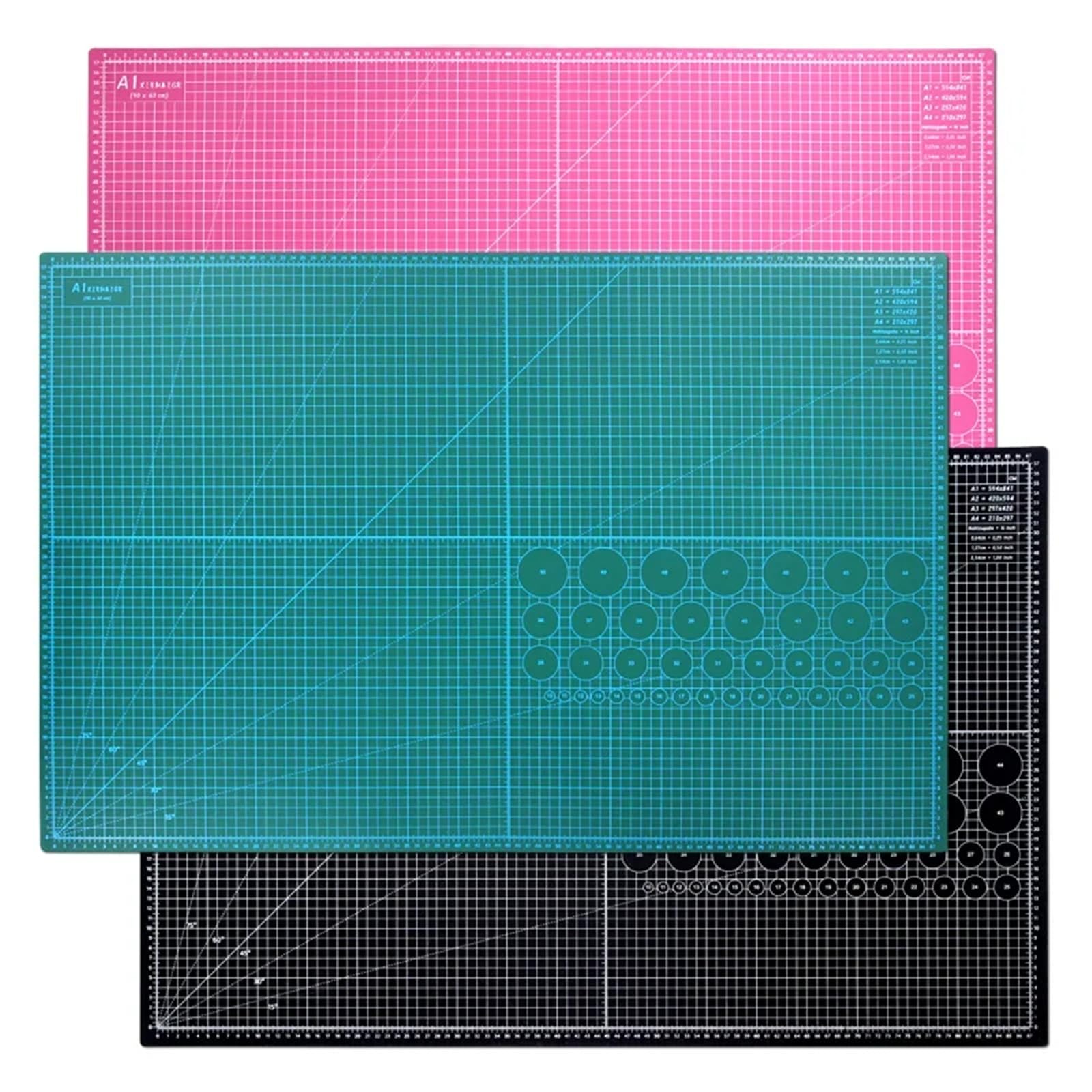 Tapete de corte A1 doble color Heigl, 35,43'' x 23,62'', almohadilla papel autocurativa multiusos PVC cara(Black grey)