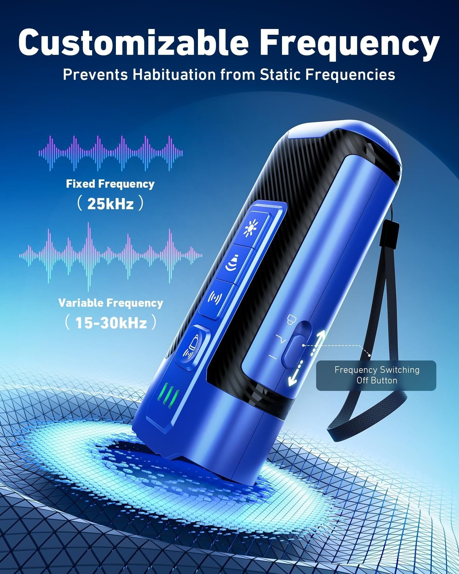Dispositif Anti-aboiements à ultrasons for Chiens, portée de 15 m, Rechargeable