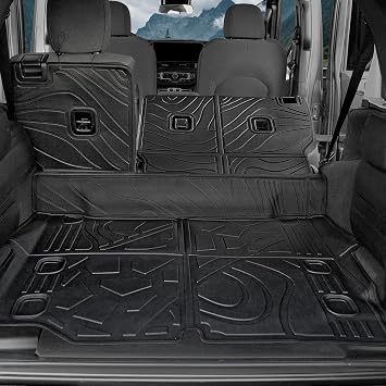Cargo Mat for 2021-2025 2026 Jeep Wrangler JL 4XE 4-Door Unlimitied, Full Coverage All Weather TPE Protector Cargo Mat with Backrest Mat Trunk Mat Cargo Liner for Jeep Wrangler 4XE Accessories