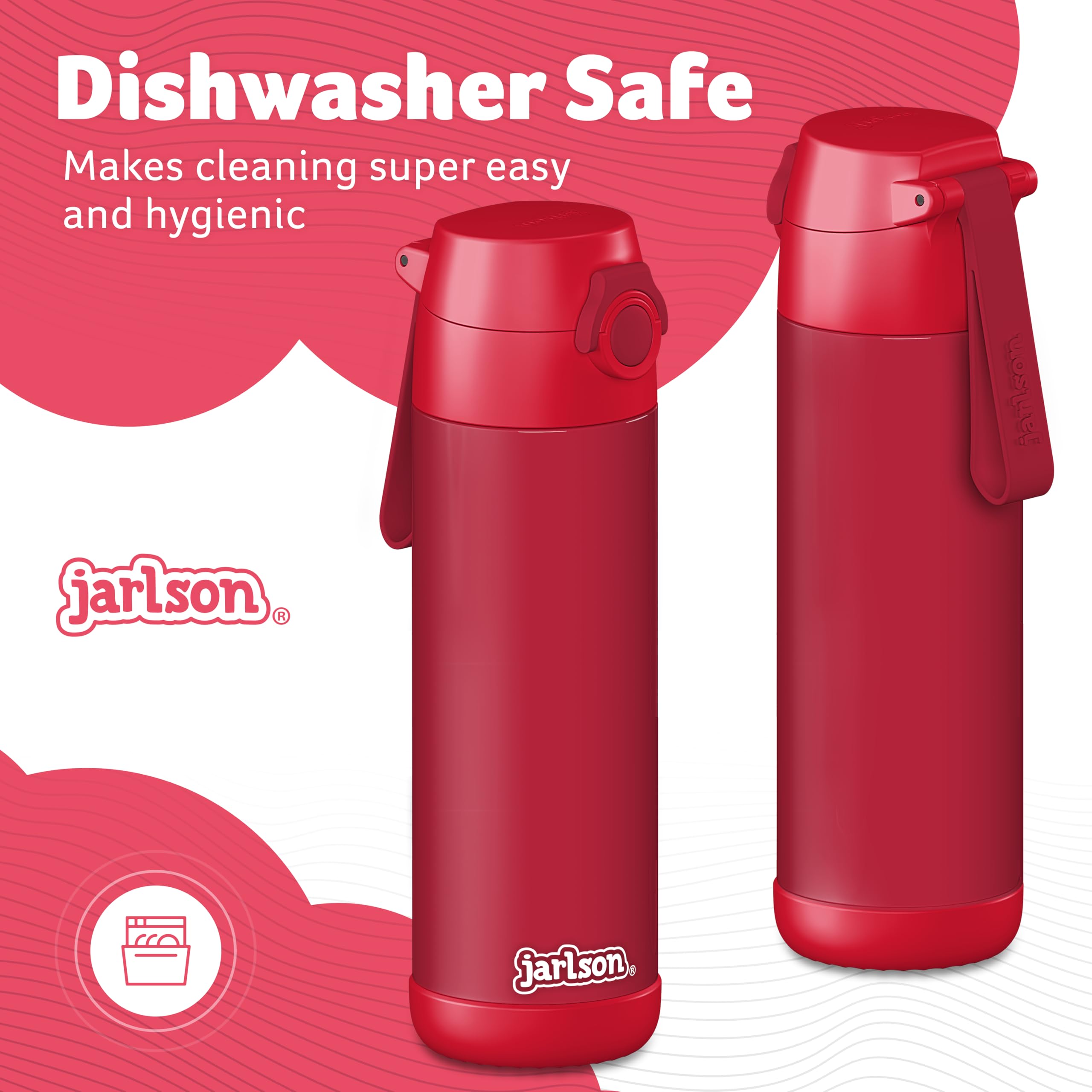 Jarlson® Borraccia Bambini Acciaio Inox MALI, Bottiglia Termica, Senza BPA, Bottiglia Acqua, Termos, Thermos - 500ml - Rosso