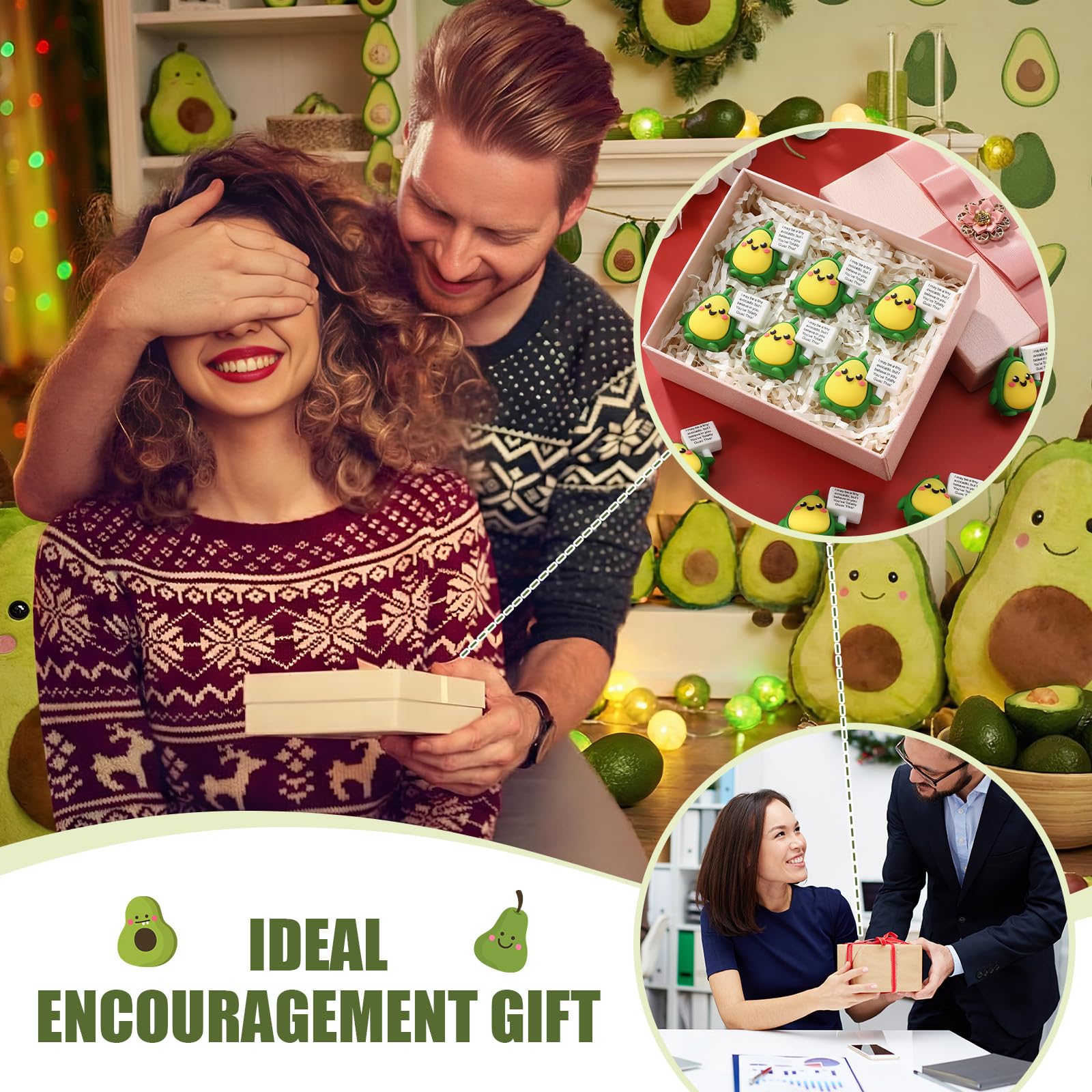 Gejoy 25 Pcs Mini Rubber Avocado Toys Positive Gifts Avocados Mini Figurines Decorations and Encouragement Birthday Motivational Gifts for Colleague Staff Teacher