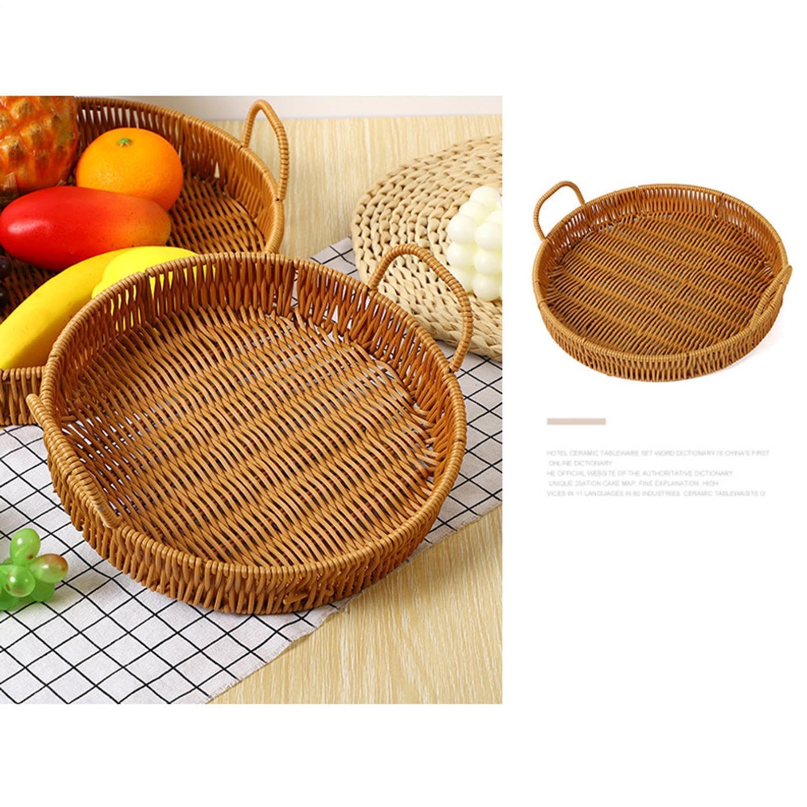 Cesto Portaoggetti In Rattan Traspirante | Cestino Intrecciato Artificiale Per Pane Cucina Soggiorno Balcone Esterno Spiaggia Per Raccolta Frutta Verdura Uova Fiori