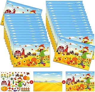 Maitys 60 Sheets Thanksgiving Stickers Scene for Kids Make a Fall Scene Sticker Kit Fall Crafts Make Your Own Stickers DIY Fall Stickers for Kids Classroom Activity Fall Thanksgiving Party Crafts
