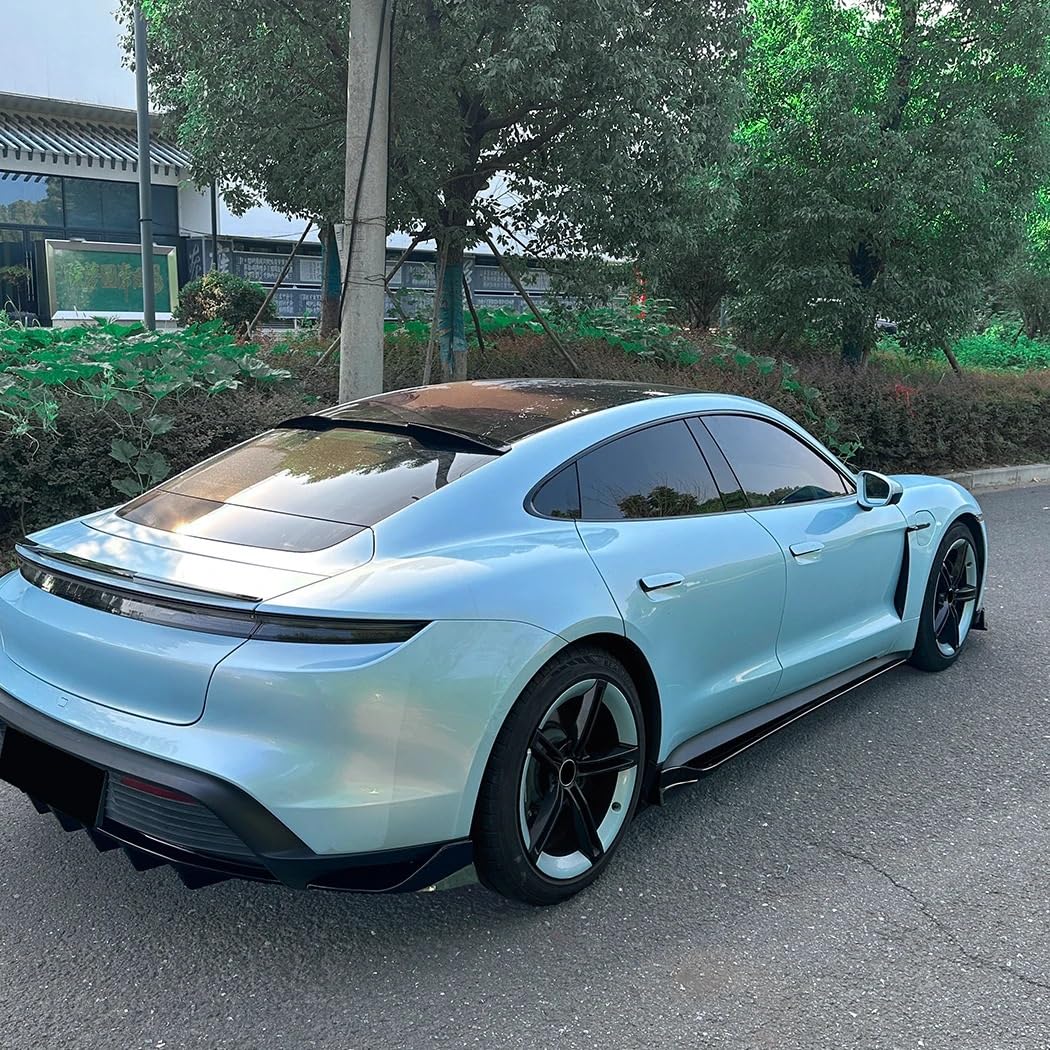 tylna lotka Do Pors & che Taycan Turbo S 4S 2019-2024 Listwy progowe samochodu Auto Body Kit-przedłużenie(Gloss Black)