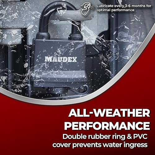 Miniatura 5 de Maudex Candados resistentes IP450, paquete de 4 con 12 llaves iguales, cerraduras resistentes a la intemperie para exteriores con grillete de acero