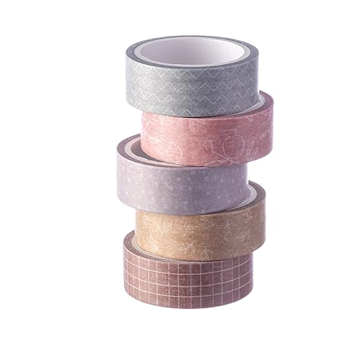 Miniatura 7 de DIVERSEBEE Juego de cinta washi pastel, 5 rollos de cinta decorativa para álbum de recortes, cinta de manualidades, suministros de diario de viñetas