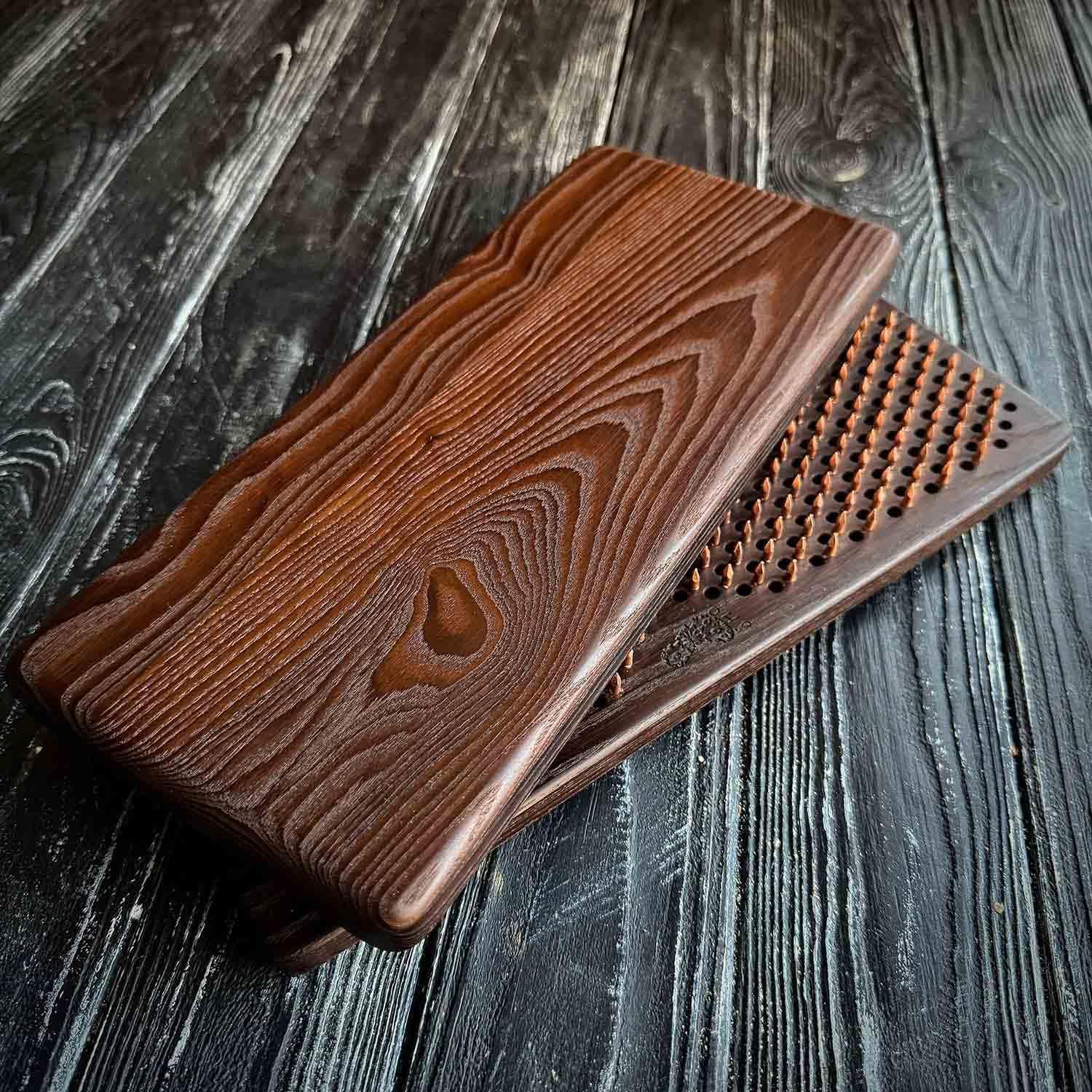 Sadhu Board with Copper Nails Handmade from 100% Thermo Ash, Nail Board for Beginners for Yoga and Meditation, Nails Step 10mm (0.39in), "Copper Ember"