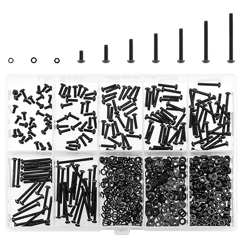 Miniatura 8 de 560 piezas M2 x 0.157 in 0.236 in 0.315 in 0.394 in 0.472 in 0.630 in 0.787 in, tornillo cabeza de botón, tornillos, arandelas, tuercas, kit de