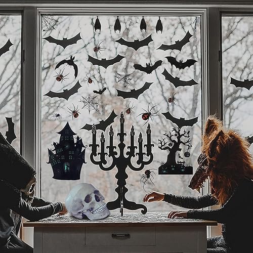 Miniatura 2 de Decoraciones de Halloween, 90 calcomanías de Halloween para ventana, decoración de vidrio, calcomanías de vidrio de Halloween para decoraciones de