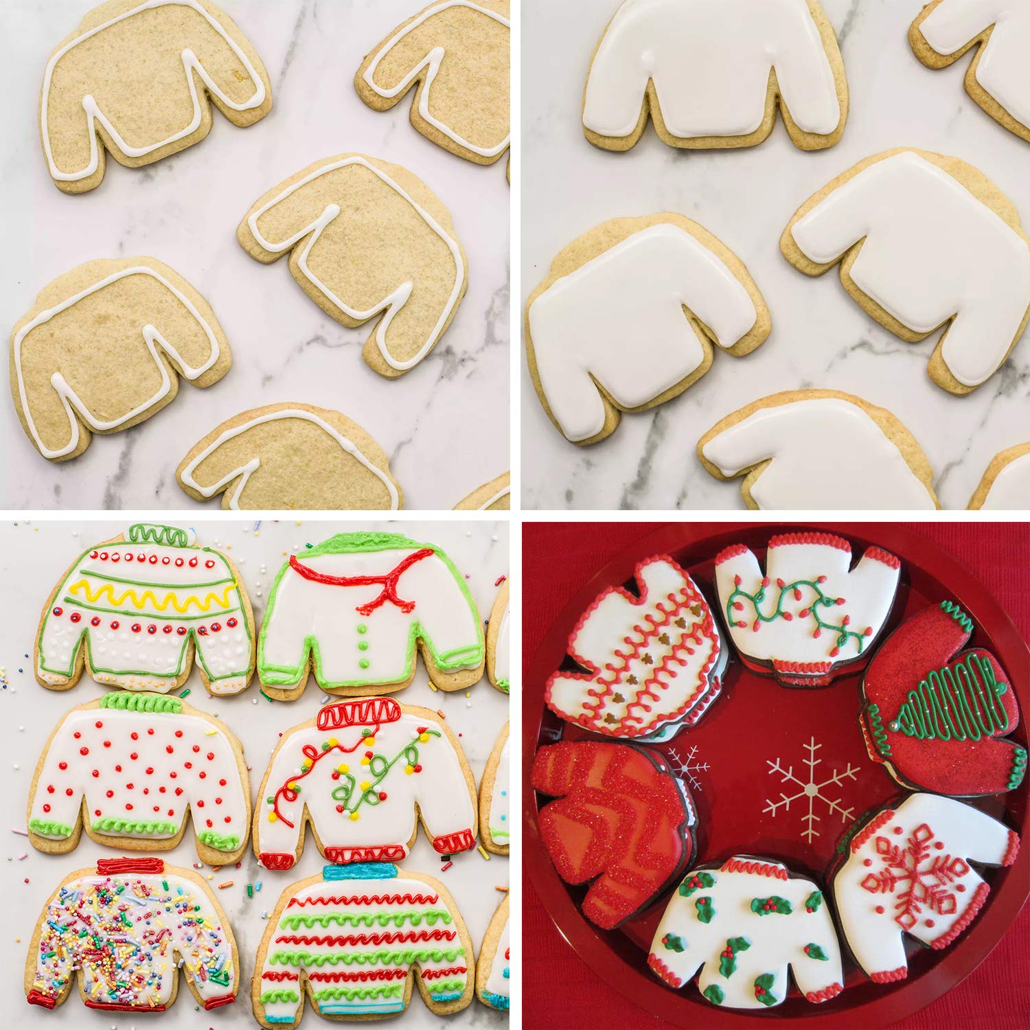 Juego de 3 cortadores de galletas de suéter feo – 4 1/5 pulgadas, 3 1/2 pulgadas, 2 1/2 pulgadas, cortador de galletas de invierno de Navidad