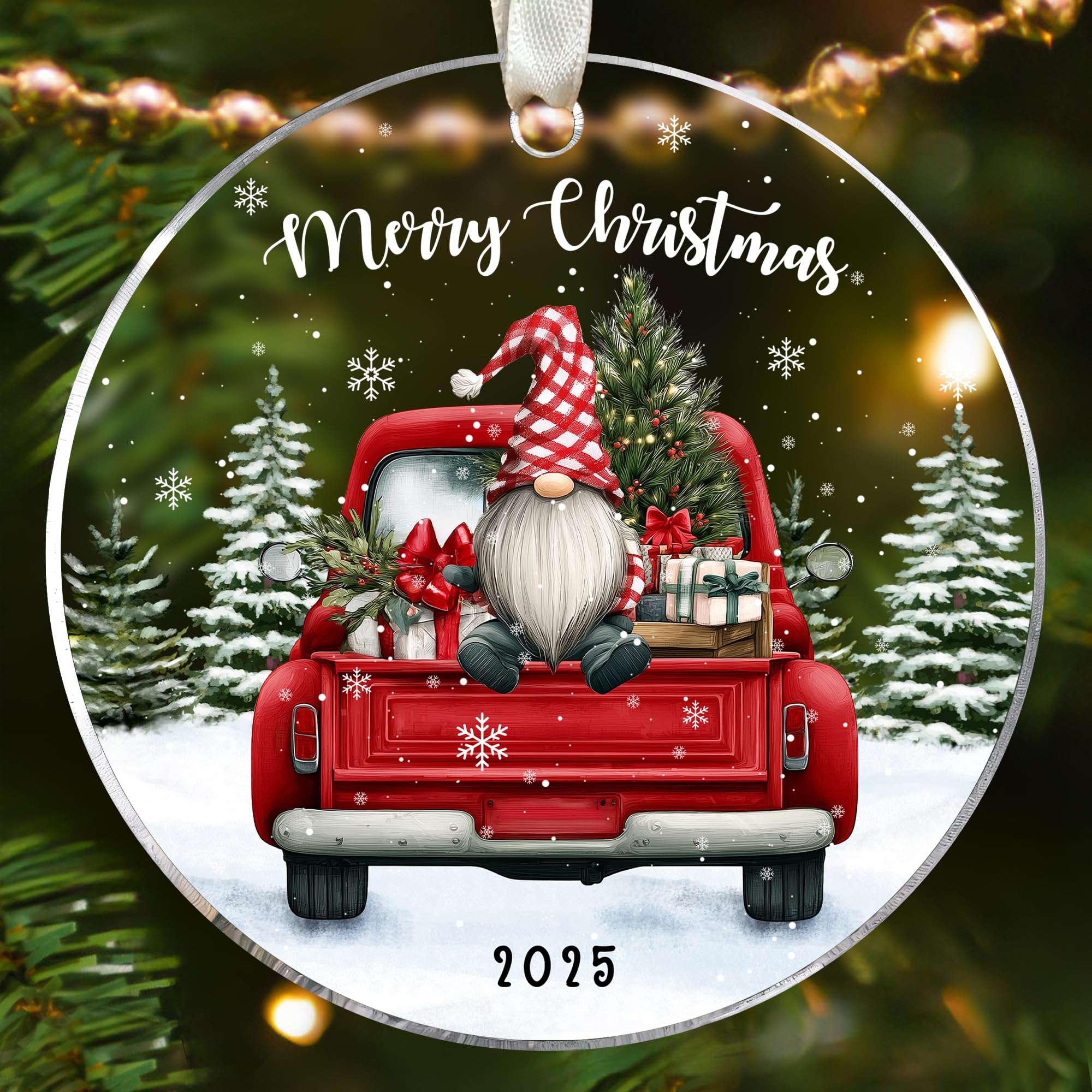 Nain de Noël en acrylique incassable pour éviter les bris sur le sapin de Noël