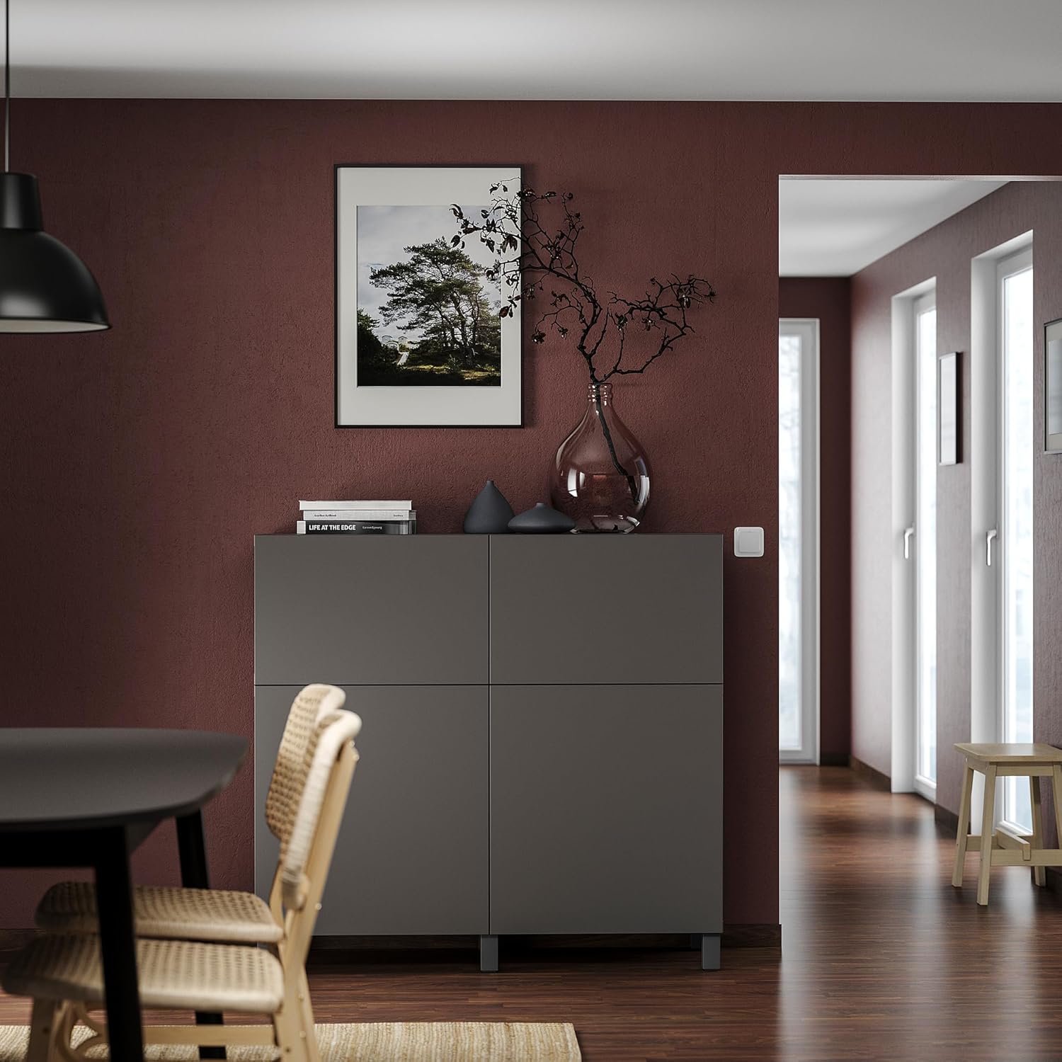 BESTÅ Storage combination w doors/drawers, dark grey/Lappviken/Stubbarp dark grey, 120x42x112 cm