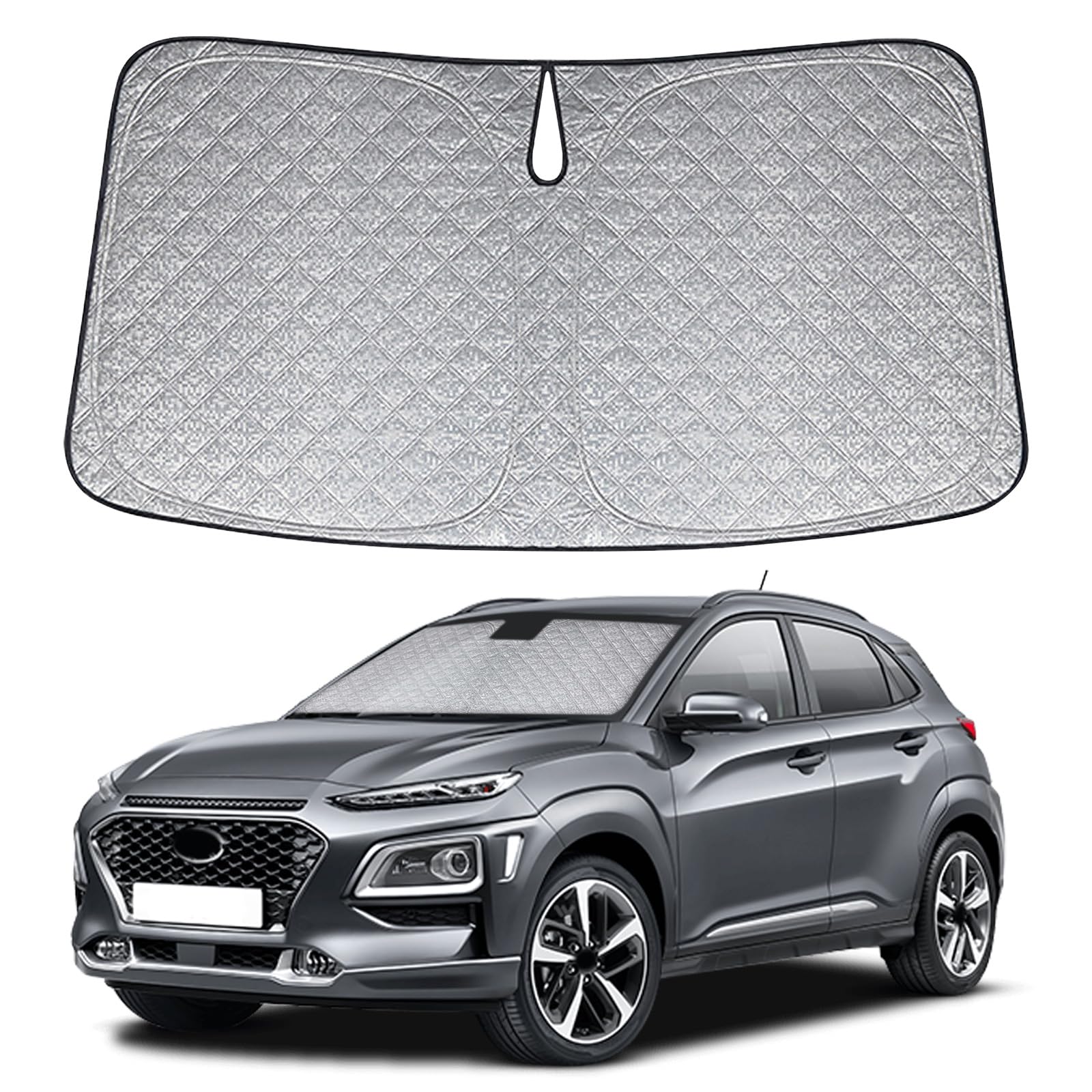 Parasole Parabrezza Per Hyundai Kona 2018-2023 – Pieghevole, Blocca UV E Calore, Anello In Acciaio, Custodia Inclusa - 4