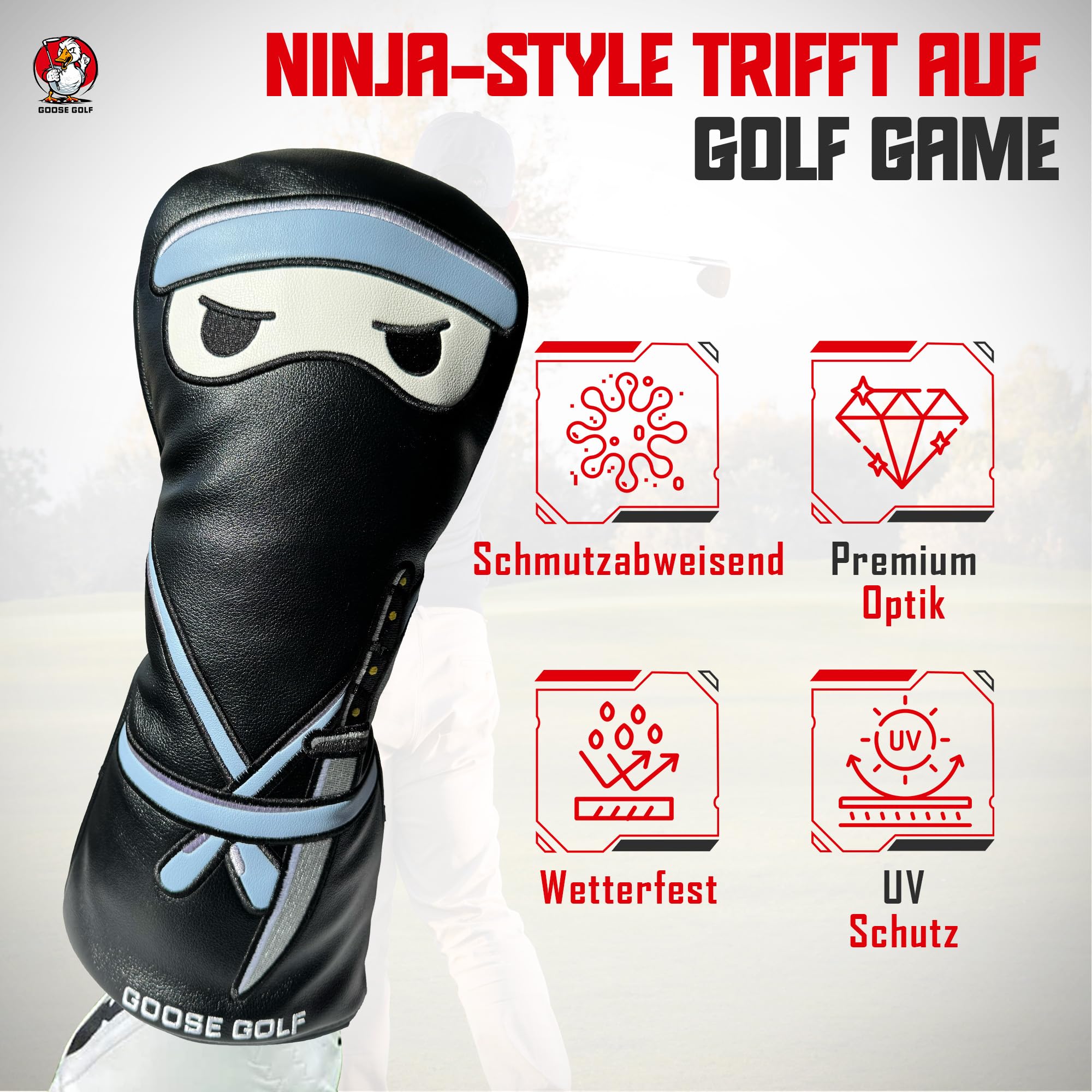 Universelle Golfschlägerhauben für Driver und Woods – kompatibel mit allen Marken (Callaway, Taylormade, Titleist…) – Premium-Schutz mit elastischem Verschluss – Goose Golf