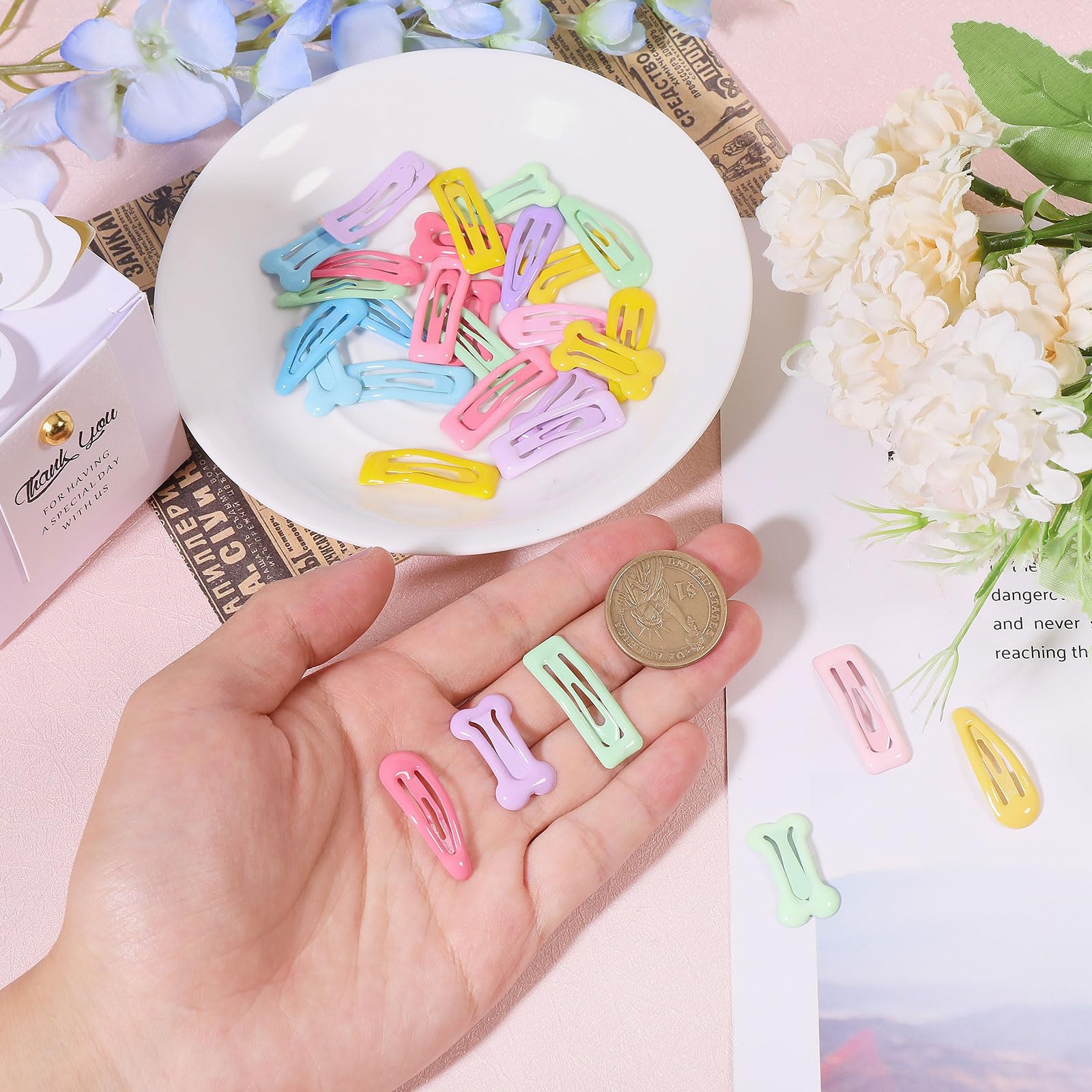 GLOBLELAND 3 Styles 20pcs/style Dog Hair Clips Bone Shaped Snap Pet Hair Non-slip Barrettes Assorted Colors Mini Snap Hair Clips Dog Hair Accessories for Dog Cat Puppy Pet - Image 3