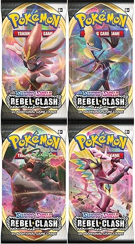 Pokemon TCG: Sword and Shield Rebel Clash 4X Booster Packs (uno de cada paquete de arte)