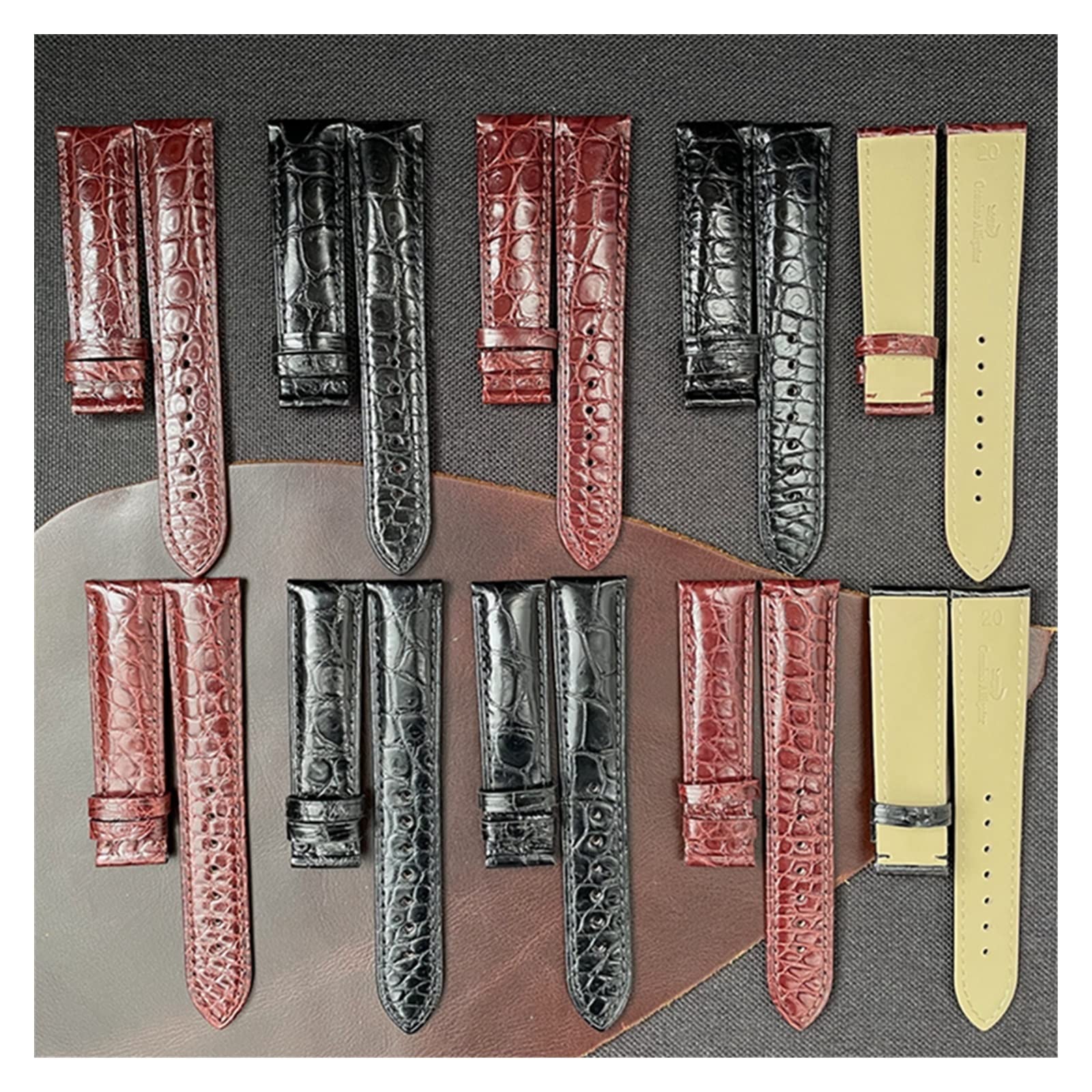 Cinturino orologio africano alta qualità pelle di vitello effetto coccodrillo