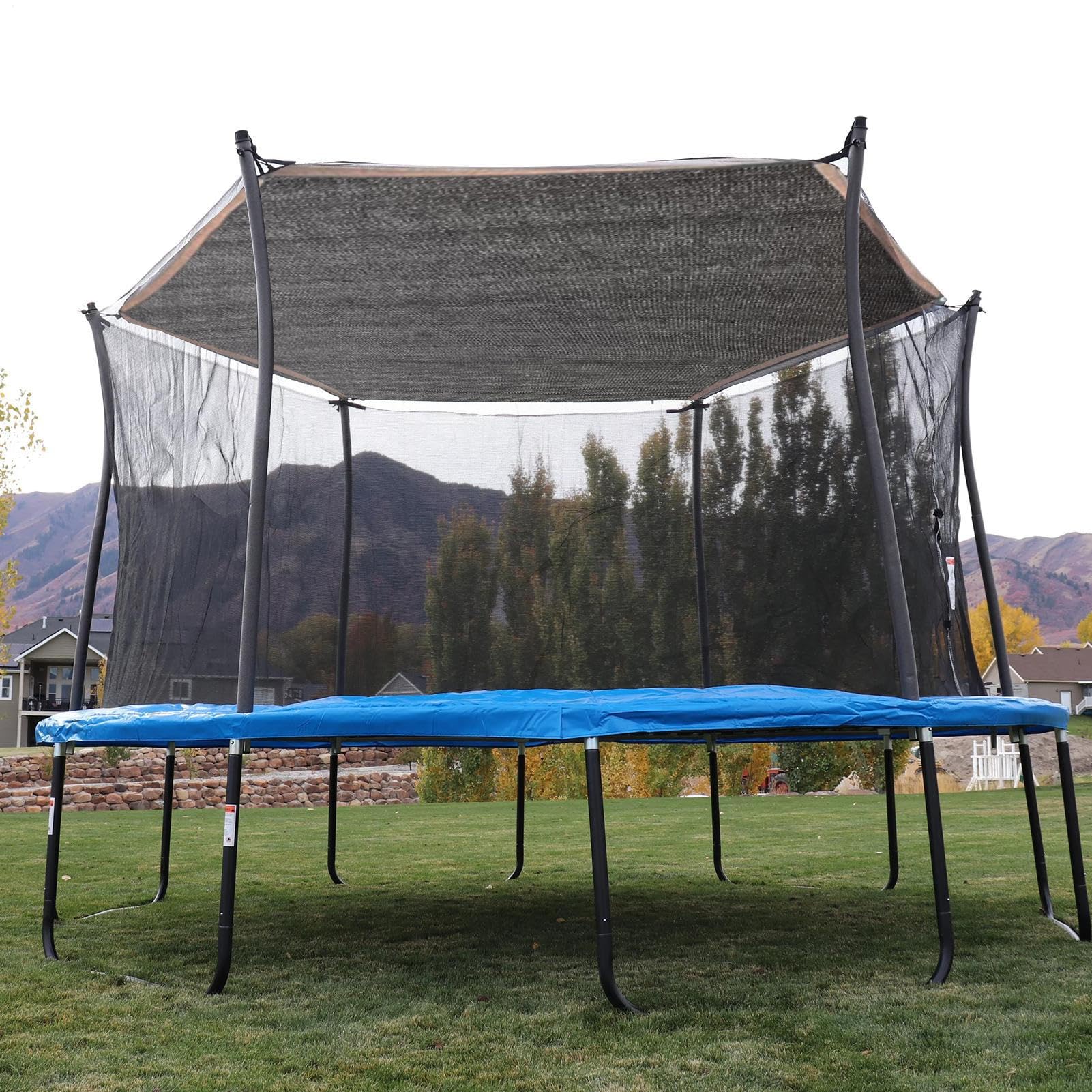 Rete Parasole per Trampolino, Ø 183 244 305 366 427 cm Copertura Parasole per Trampolino, Copertura per Trampolino, Resistente ai Raggi UV & Antistrappo, Accessor-i per T-rampolino