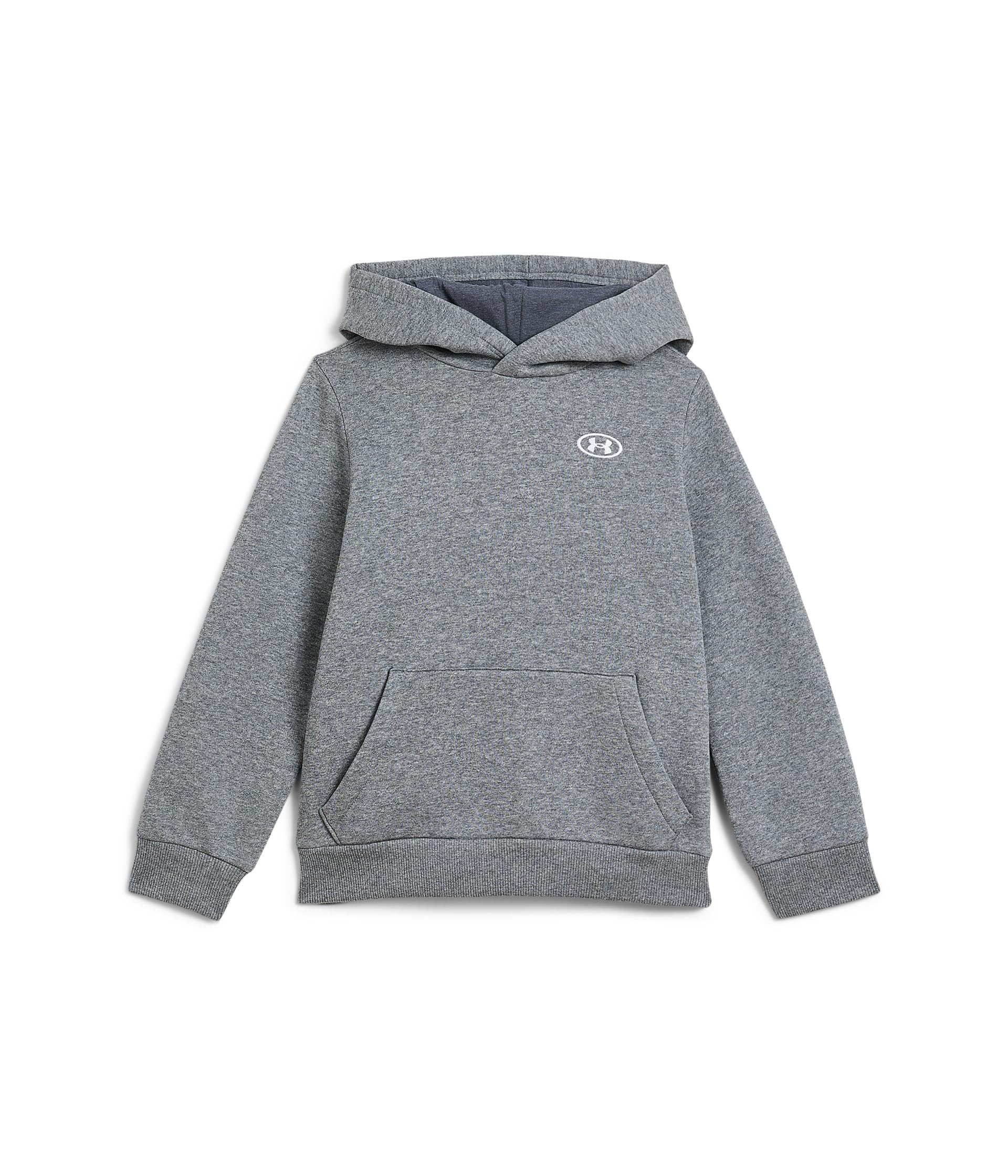Under Armour Kids Rival Fleece Hoodie (Big Kid), (026) Castlerock Medium Heather / White, Groß