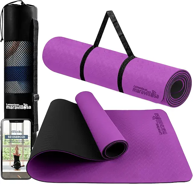 Tappetino Yoga LA MENTE ES MARAVILLOSA 183x61 cm Antiscivolo con E-Book e Borsa