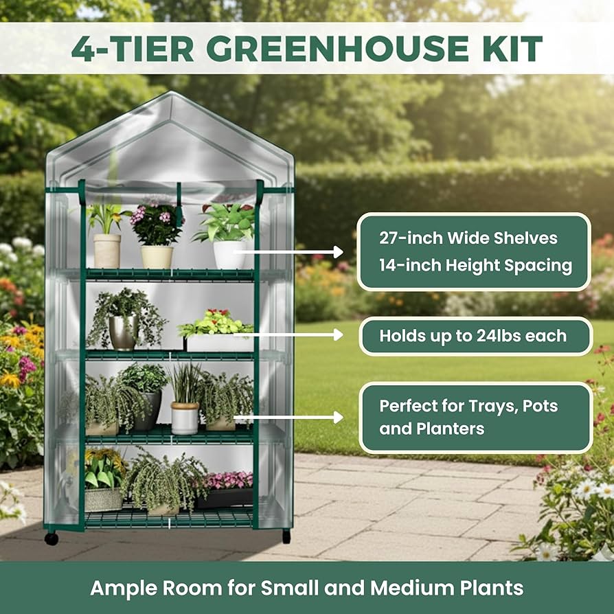 Amazon.com : 4 Tier Mini Greenhouse - Portable Greenhouse with