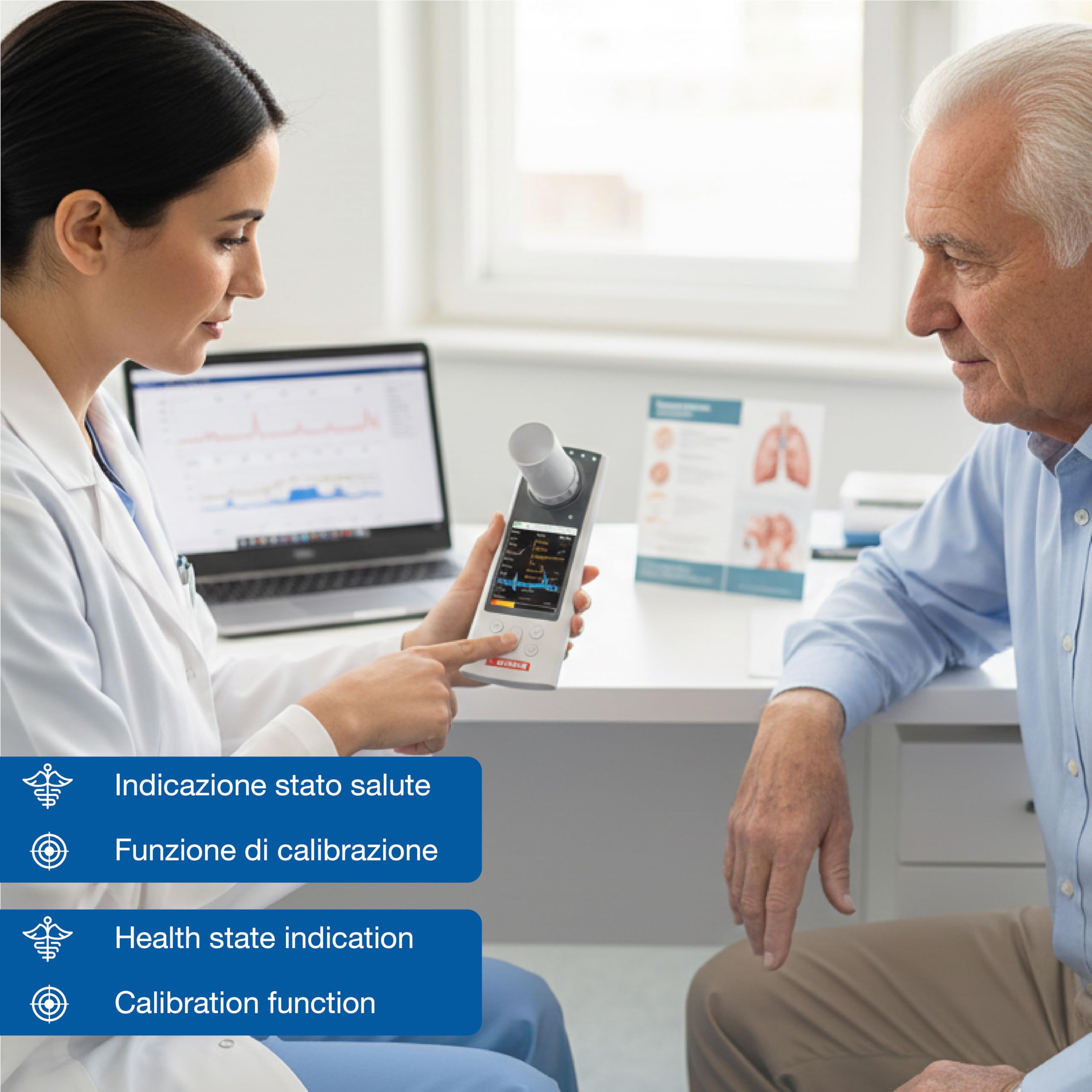 GIMA SP80B Petit spiromètre portable de la fonction pulmonaire