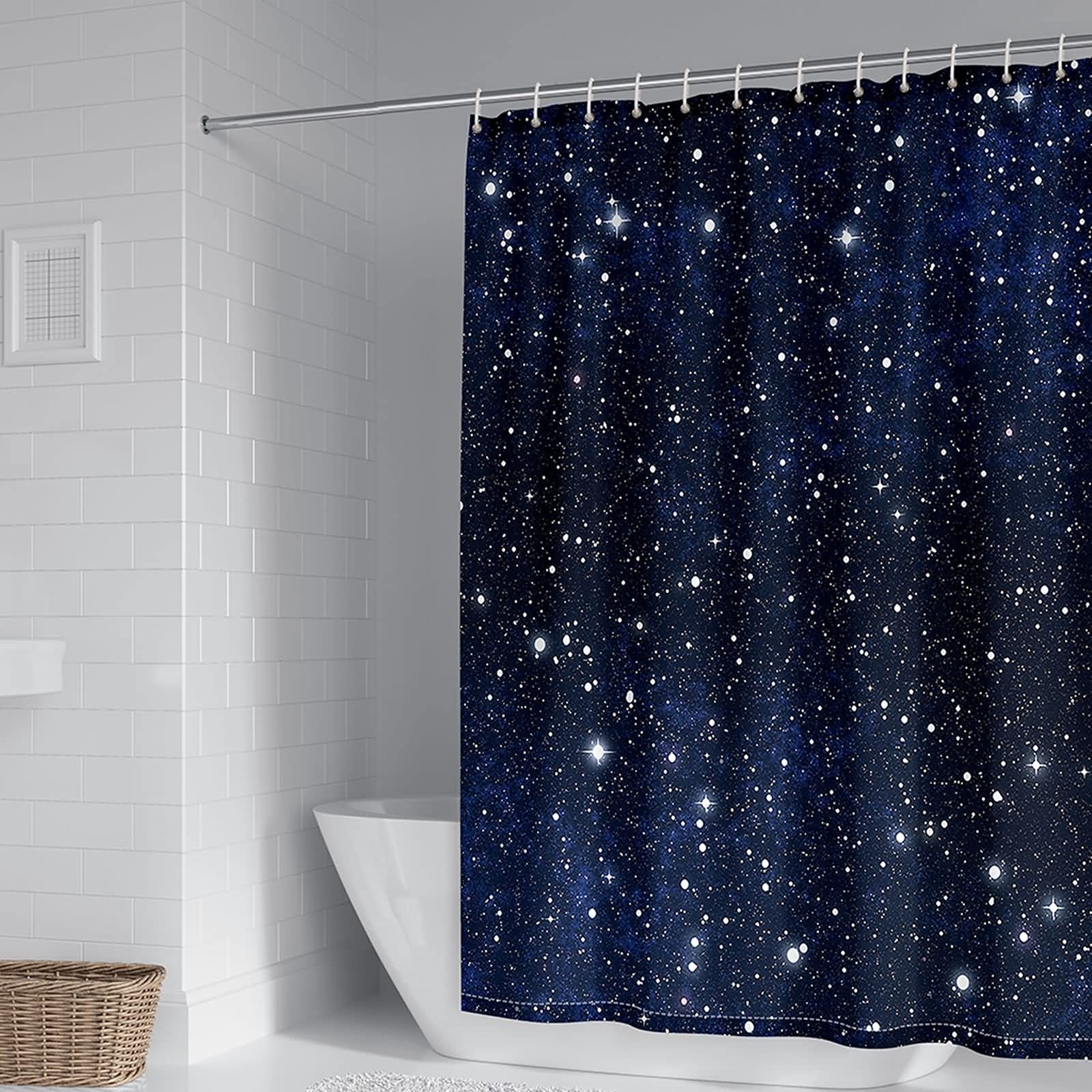Rideau de douche 180x200cm polyester anti moisissure ciel étoilé pour salle de bain