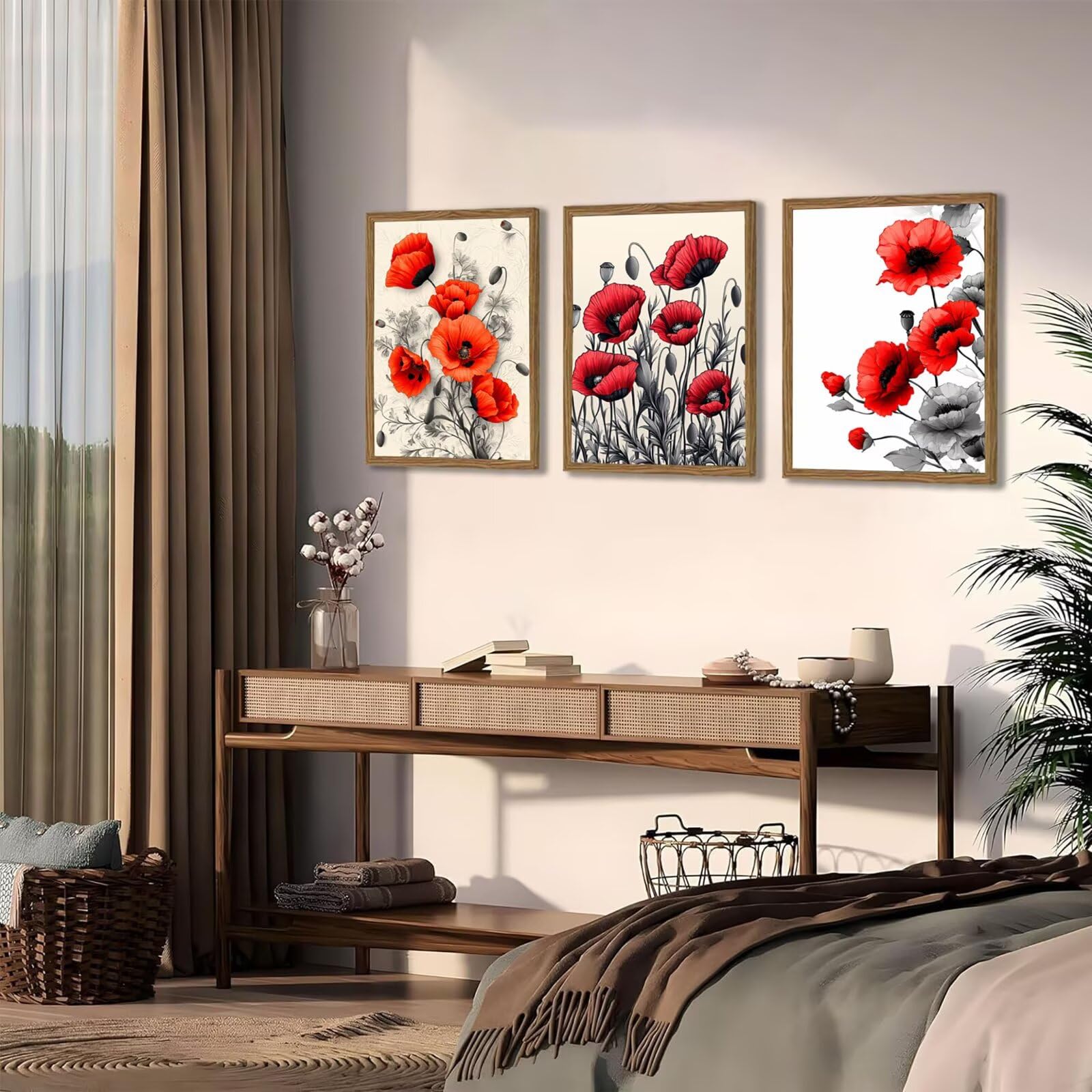 Generico Cnyaunfi 3 Pezzi Fiore Pittura Diamante Fai-Da-Te, 5D Beige Diamond Painting Kit Completo per Hobby Creativi Adulti, Per La Decorazione Della Parete Di Casa 50x70cm YF-3508