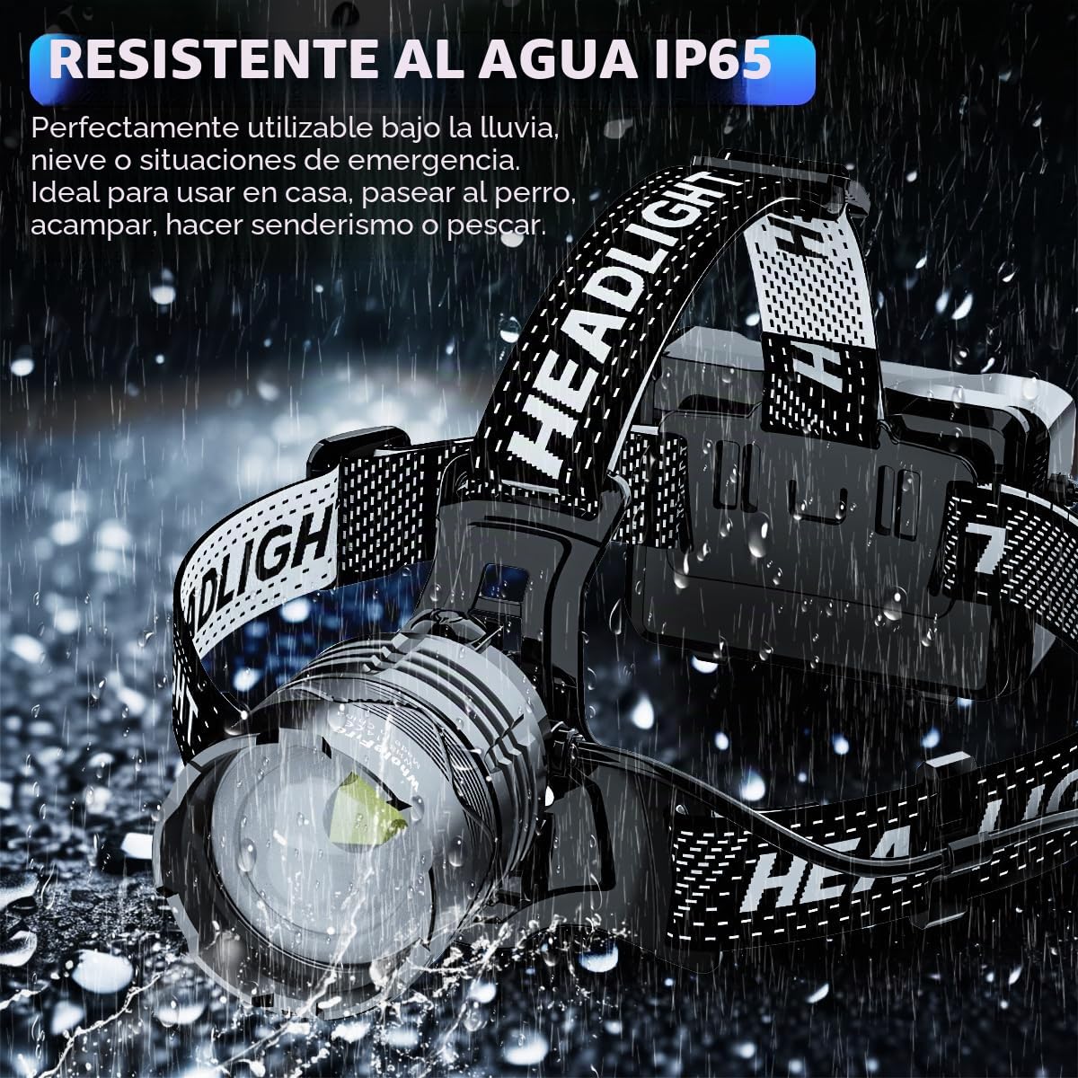 Linterna frontal LED recargable de 20000 lúmenes, linterna frontal súper brillante con 3 modos de luz y sensor de movimiento, linterna frontal ajustable e impermeable de 90° para camping