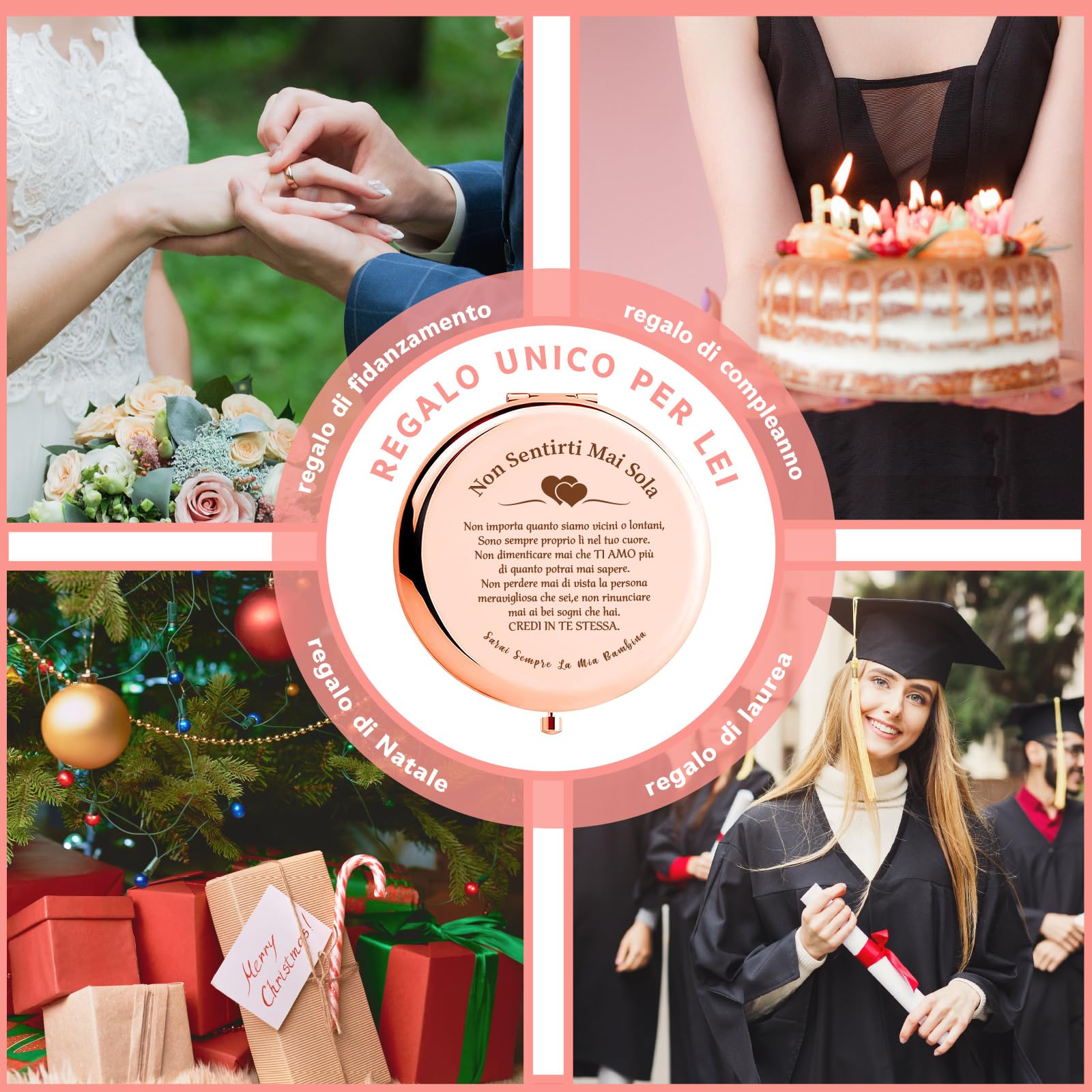 VivaJoy Regalo Figlia -Regalo 18 anni ragazza,Regalo di mamma papà figlia, specchio tascabile elegante, Regalo figlia compleanno, Regali di laurea, perfetto per ogni occasione speciale.