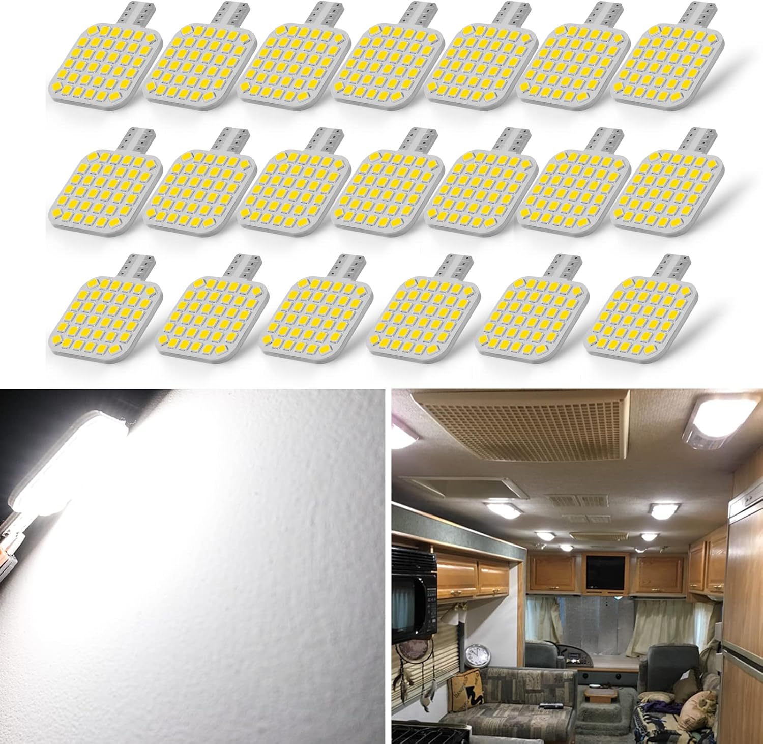 ENDPAGE 20PCS Super Bright 921 T10 922 912 Natural White LED Bulbs for ...