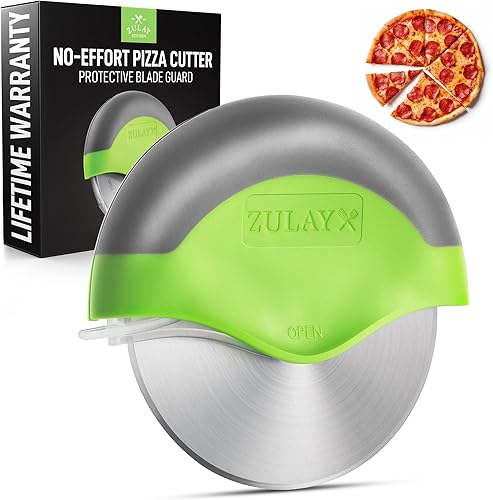 Zulay - Rueda cortadora de pizza de mano Cortador de rueda de pizza de acero inoxidable afilado con protector de hoja protectora Cortador de pizza