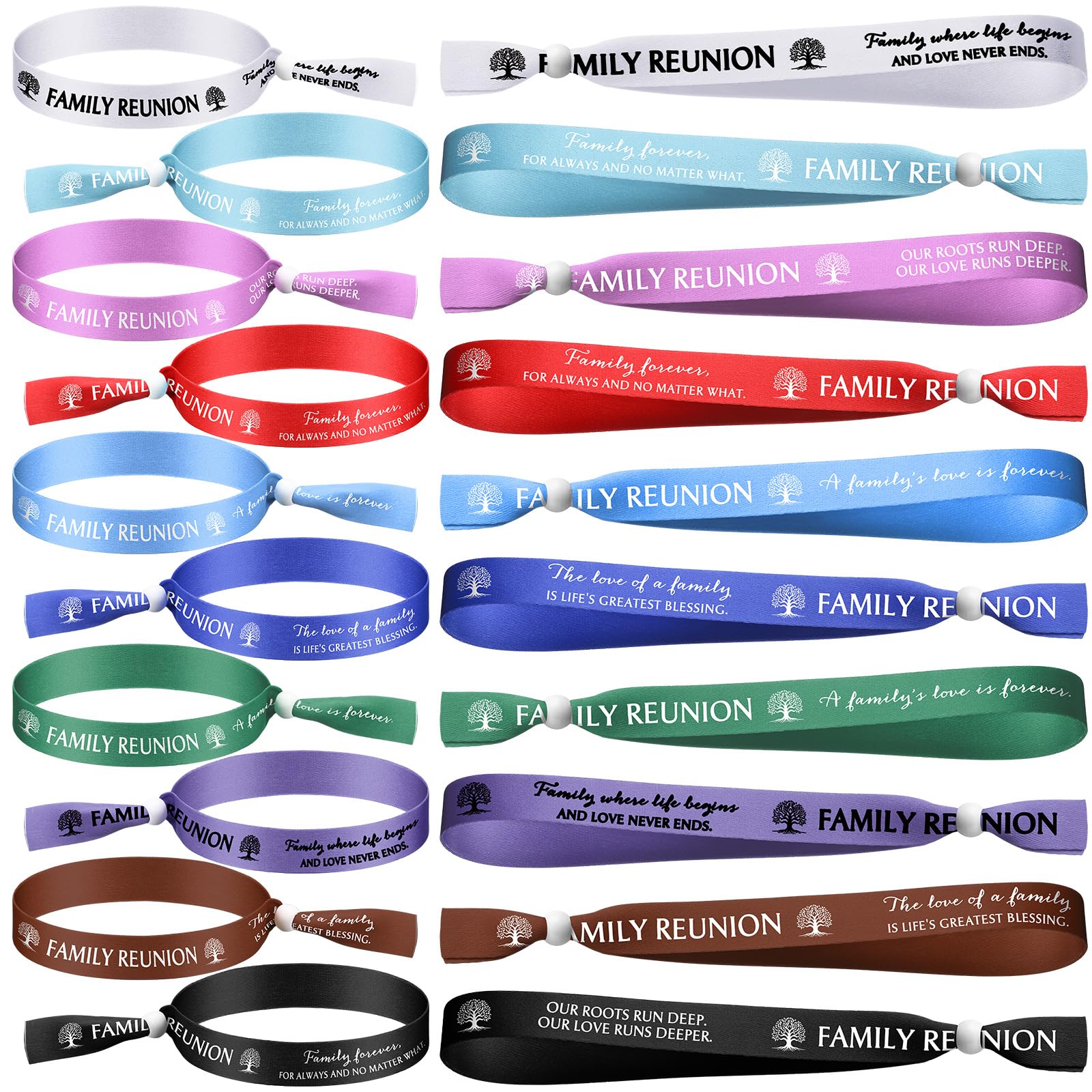 XunYee 20 Pcs Family Reunion Wristbands - 10 Colors Adjustable Tree Family Reunion Favors and Gifts for Gathering Gifts