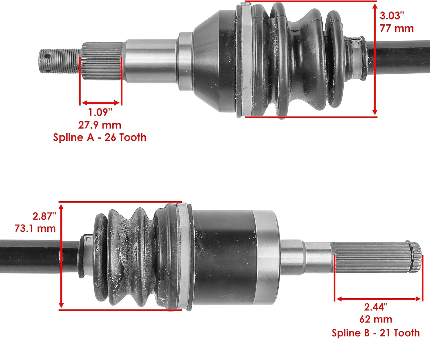 Caltric Front Right and Left Complete Cv Joint Axles Compatible with Can-am Commander 1000 4X4 Ltd X Xt Efi 2011 2012