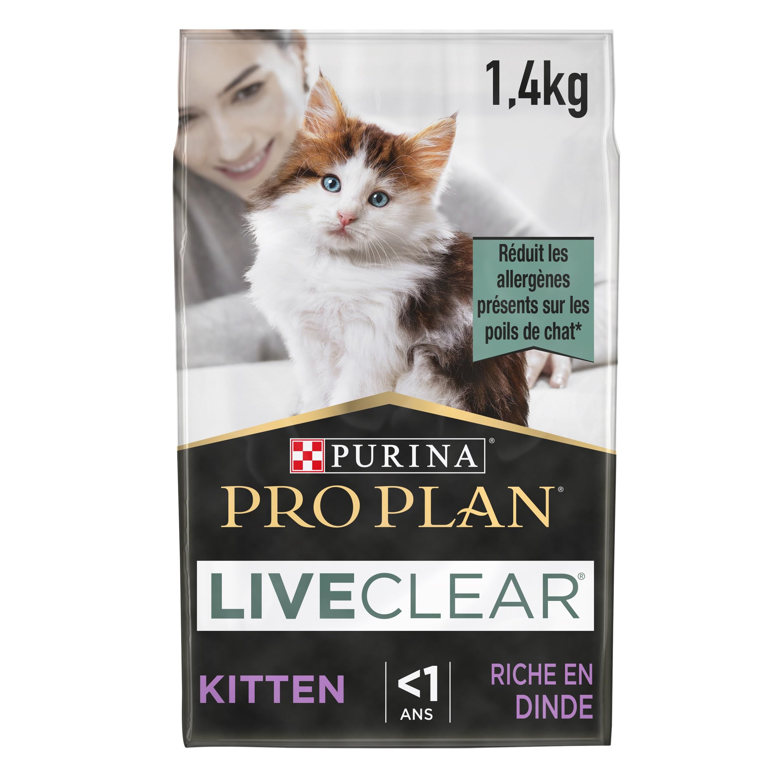 PURINA PRO PLAN | Liveclear | Kitten | Sterilised | Rich Turkey Dry Food | Actively Reduces Allergens in Cat Hair | Bag | 1.4 kg (Pack of 1)