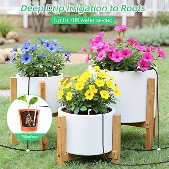 Solar Drip Irrigation System Automatic Watering Irrigation Kit for 15 Potted Plants, Auto DIY Watering System Plant Water Devices with Timer & 10m Hose for Greenhouse Balcony Indoor Outdoor