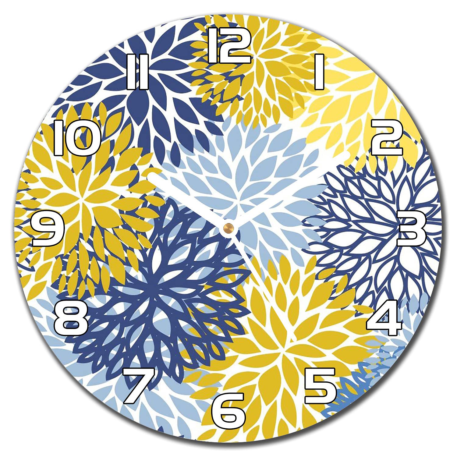 Horloge en Verre Fleurs De Chrysanthème Moderne 30cm pour Déco Salon