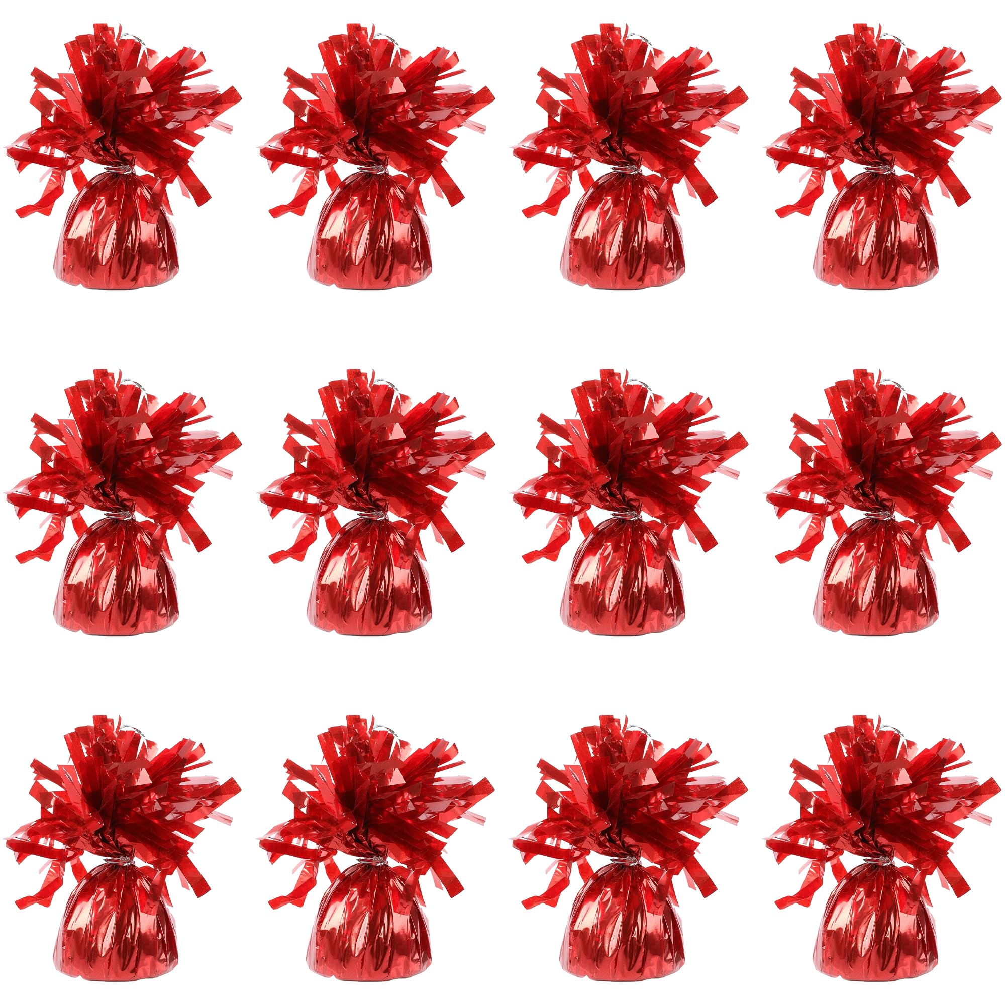 Foil Balloon Weights for Helium Balloons in Red Foil - 12x 160g Heavy Balloon Weights Birthday Party Wedding Celebration Décor with Tassles