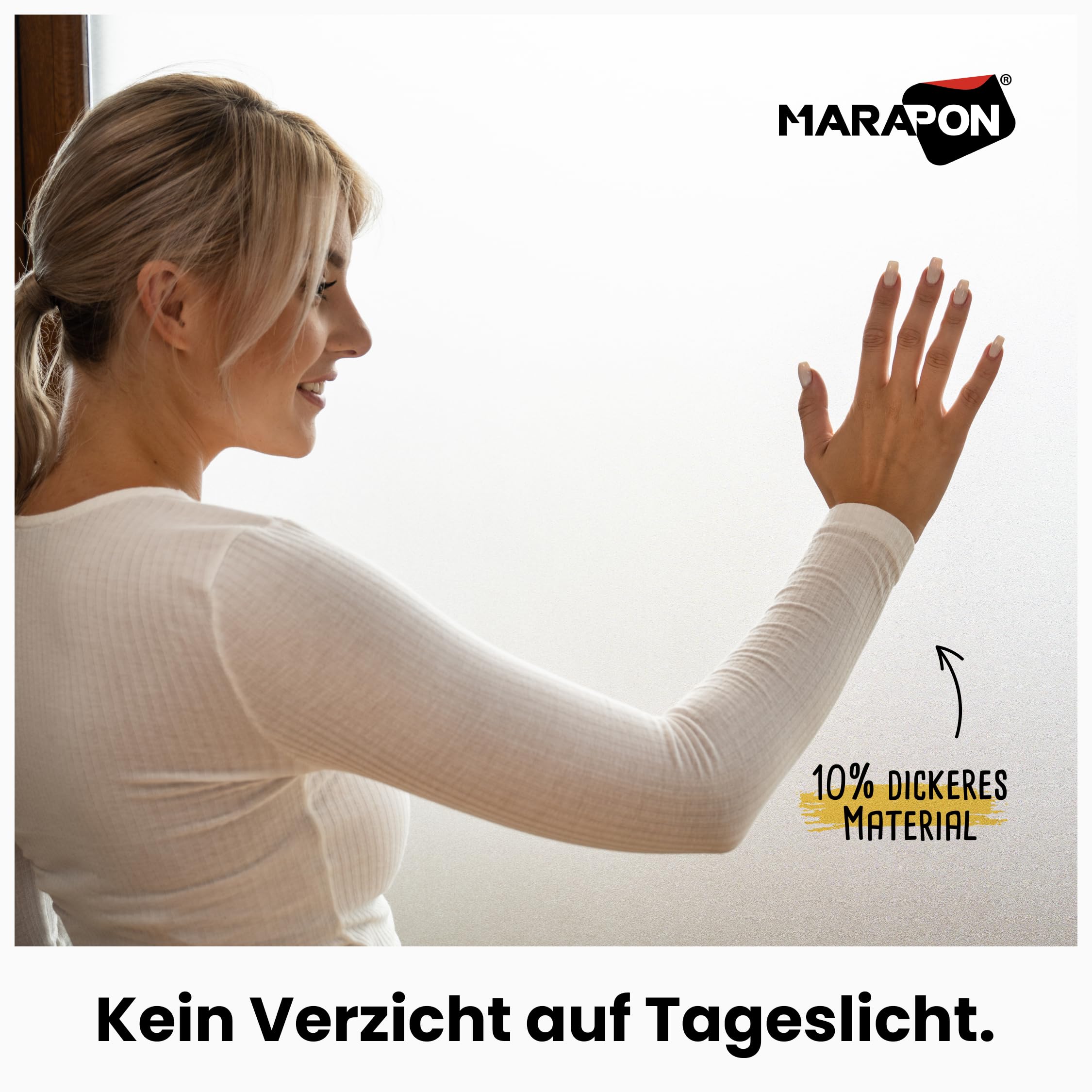 MARAPON® Lámina Opaca para Ventanas (0,90 x 4 m), Incluye Libro electrónico y vídeo Instrucciones (Idioma español no garantizado), lámina Adhesiva para privacidad para Ventanas, Cocina, baño, Oficina