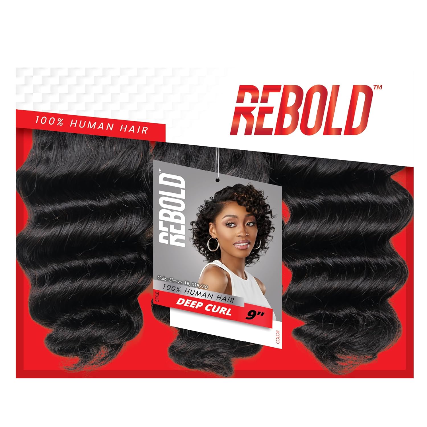 Sensationnel Rebold curly weave - deep curl 9 3pcs human hair smooth, sleek soft texture hair for weaving and sew in styles (1 JETBLACK)