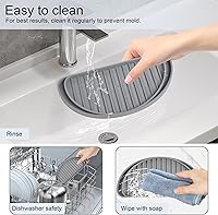 Vista 7 de KindGa Bandeja colectora de goteo para refrigerador, mini bandeja de goteo para nevera que protege la bandeja dispensadora de hielo y agua, Gris