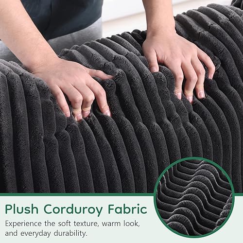 Miniatura 4 de Sofá cama modular en forma de L de 91 pulgadas con reclinable, cama extraíble y diván, sofá de pana convertible para apartamento, sala de estar,