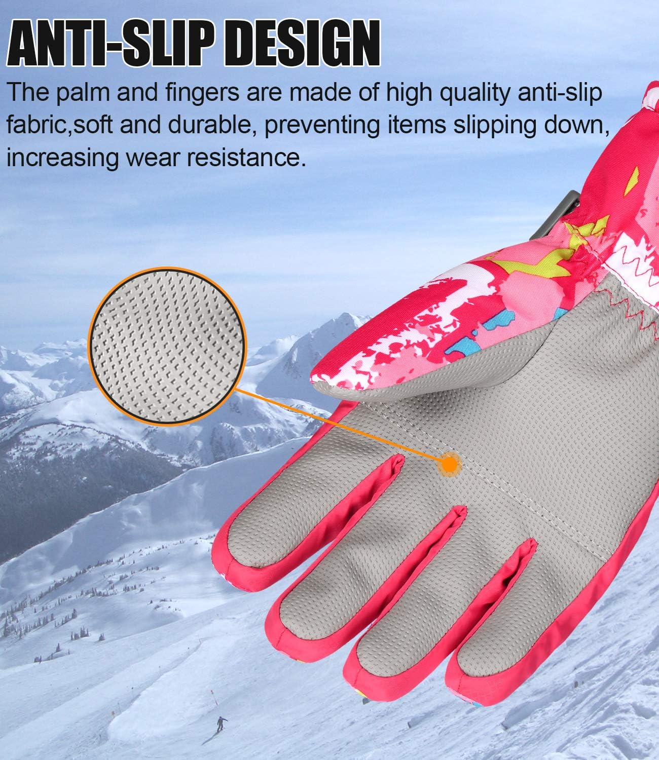 COMENOLE Kids Ski Gloves Winter Warm Snow Gloves Waterproof Cold Weather Gloves for Boys Girls Skiing Snowboarding Sledding(Pink,Small) : Clothing, Shoes & Jewelry