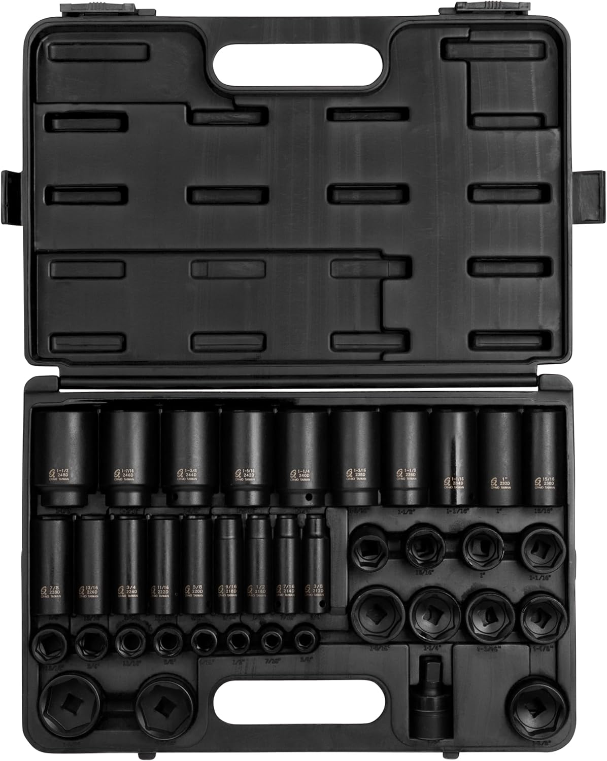 SUNEX TOOLS 2668, 1/2 Inch Drive Master Impact Socket Set, 39-Piece, SAE, 3/8" - 1-1/2", Standard/Deep, Cr-Mo Steel, Heavy Duty Storage Case, Includes Universal Joint