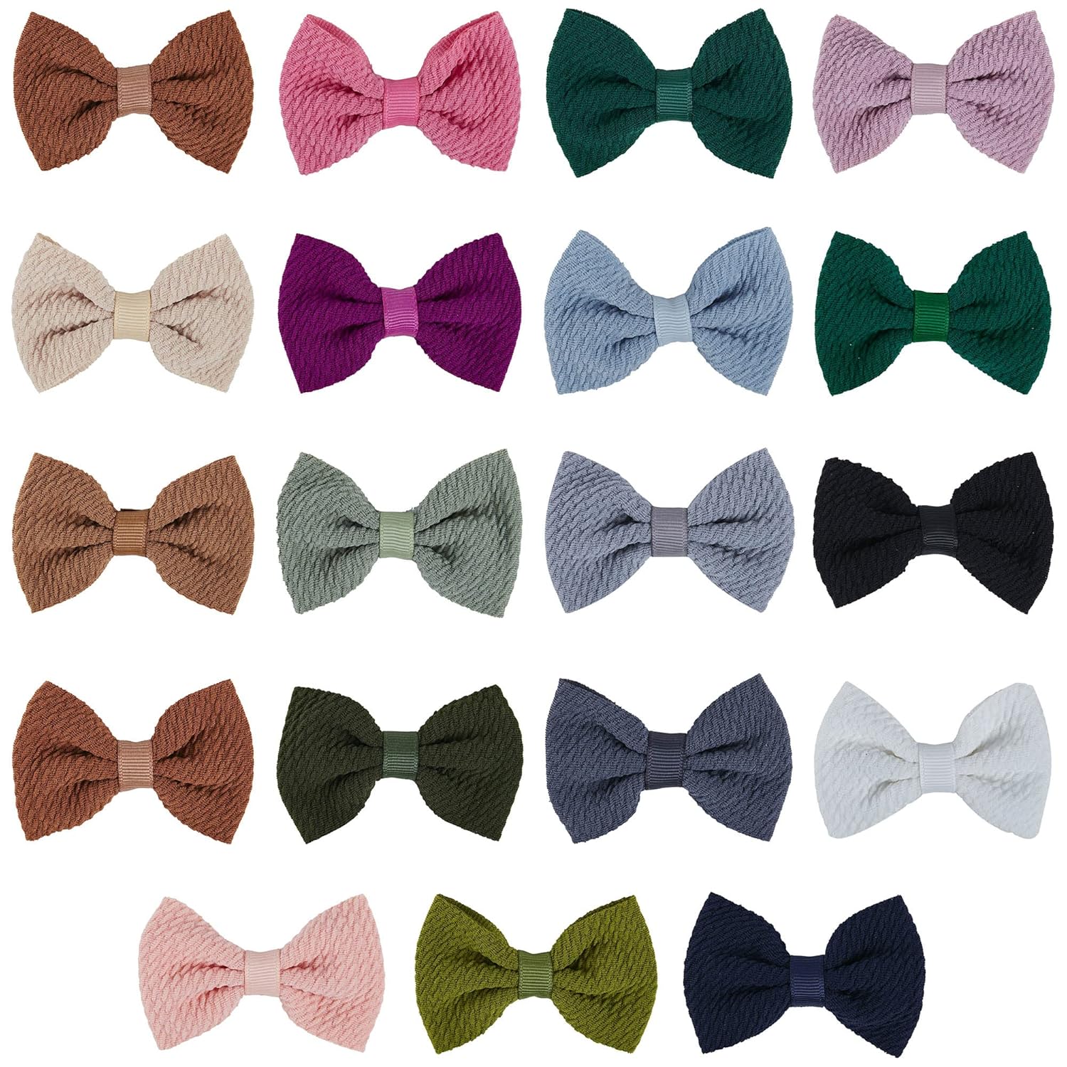 40 Pieces 20 Colors Baby Girls Bow Hair Clips in Pairs – Fully Lined Non Slip Alligator Barrettes Pins for Fine Hair Newborn Infant Toddlers Kids Children