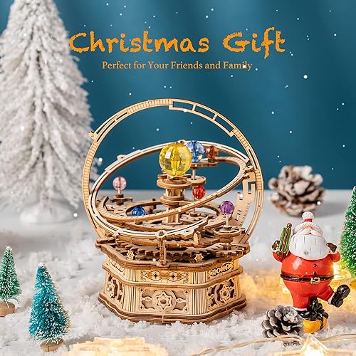 Miniatura 4 de ROKR Rompecabezas de madera 3D para adultos, caja de música mecánica, noche estrellada, caja de música giratoria de bricolaje, kits de construcción